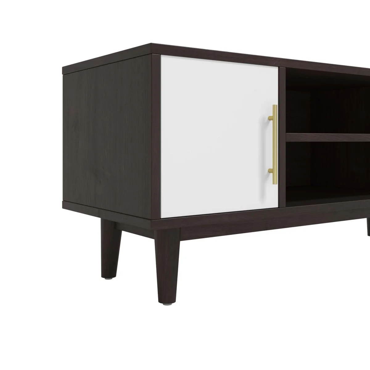 43 Inch Mid-Century Modern Contrasting TV Stand in Cappuccino White - Image 5