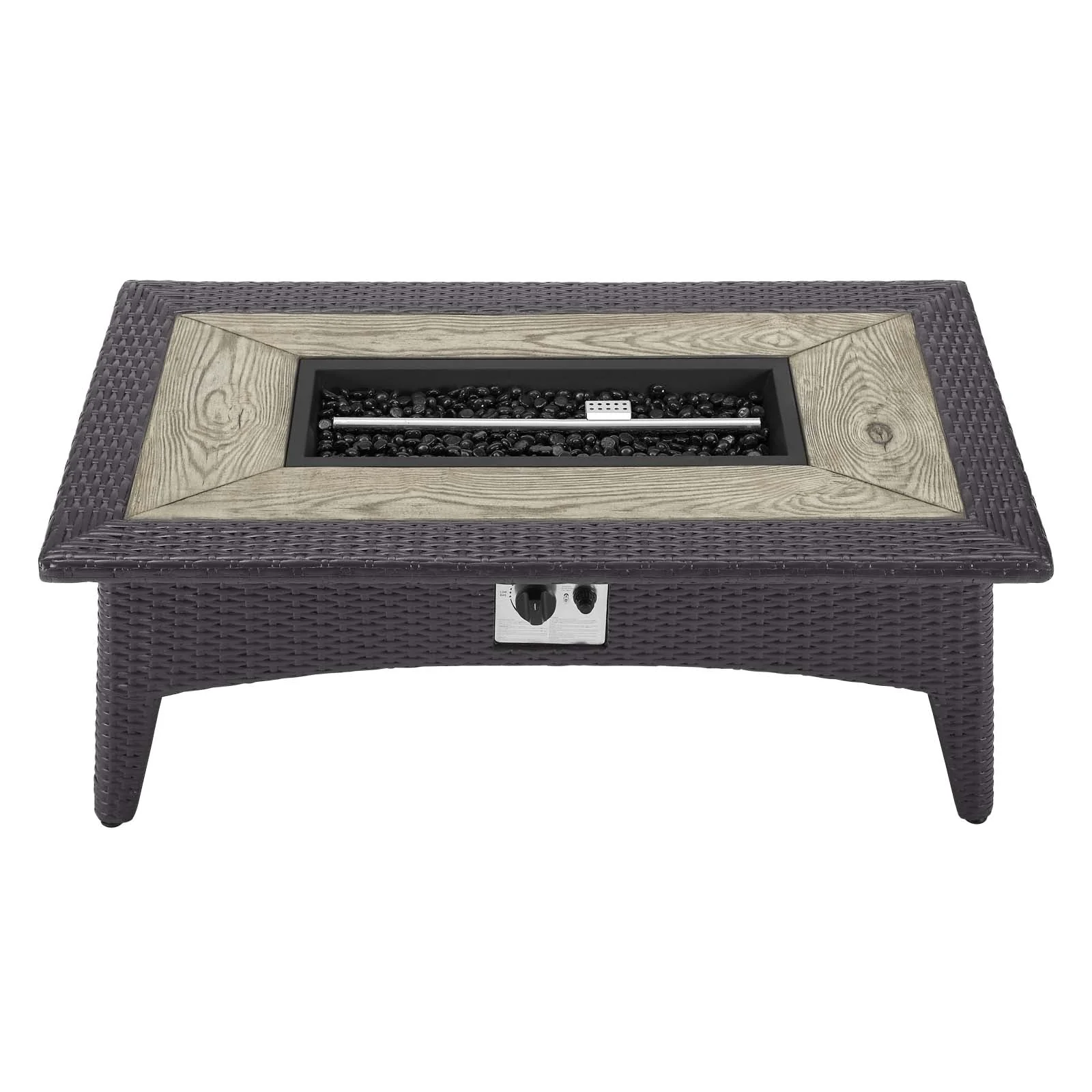 44" Espresso Rectangular Outdoor Patio Fire Pit Table - Image 3