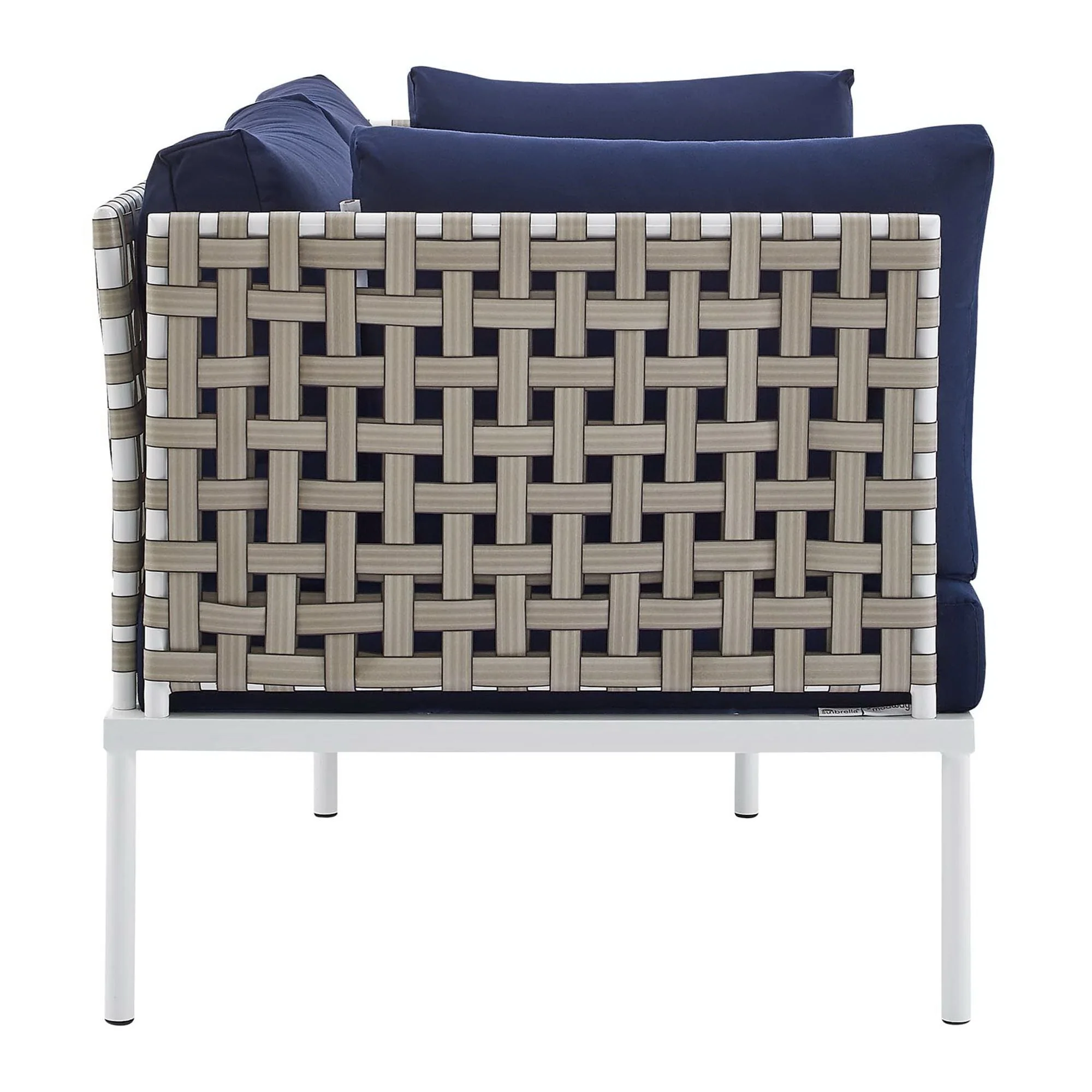5-Piece Basket Weave Aluminum Patio Seating Set with Sunbrella Cushions - Image 9