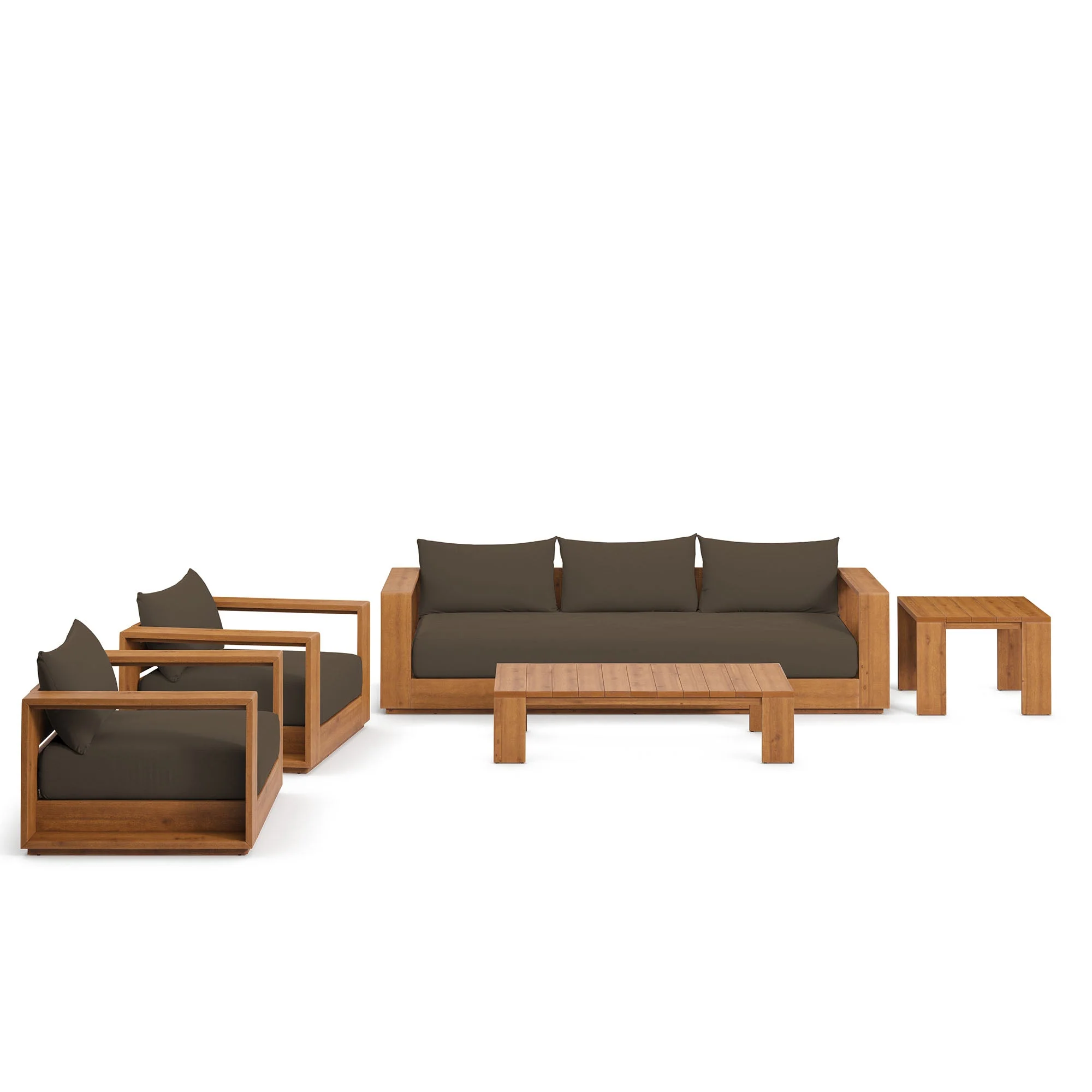 5-Piece Natural Acacia Wood Outdoor Patio Set with Table and Chairs, Weather-Resistant - Image 11