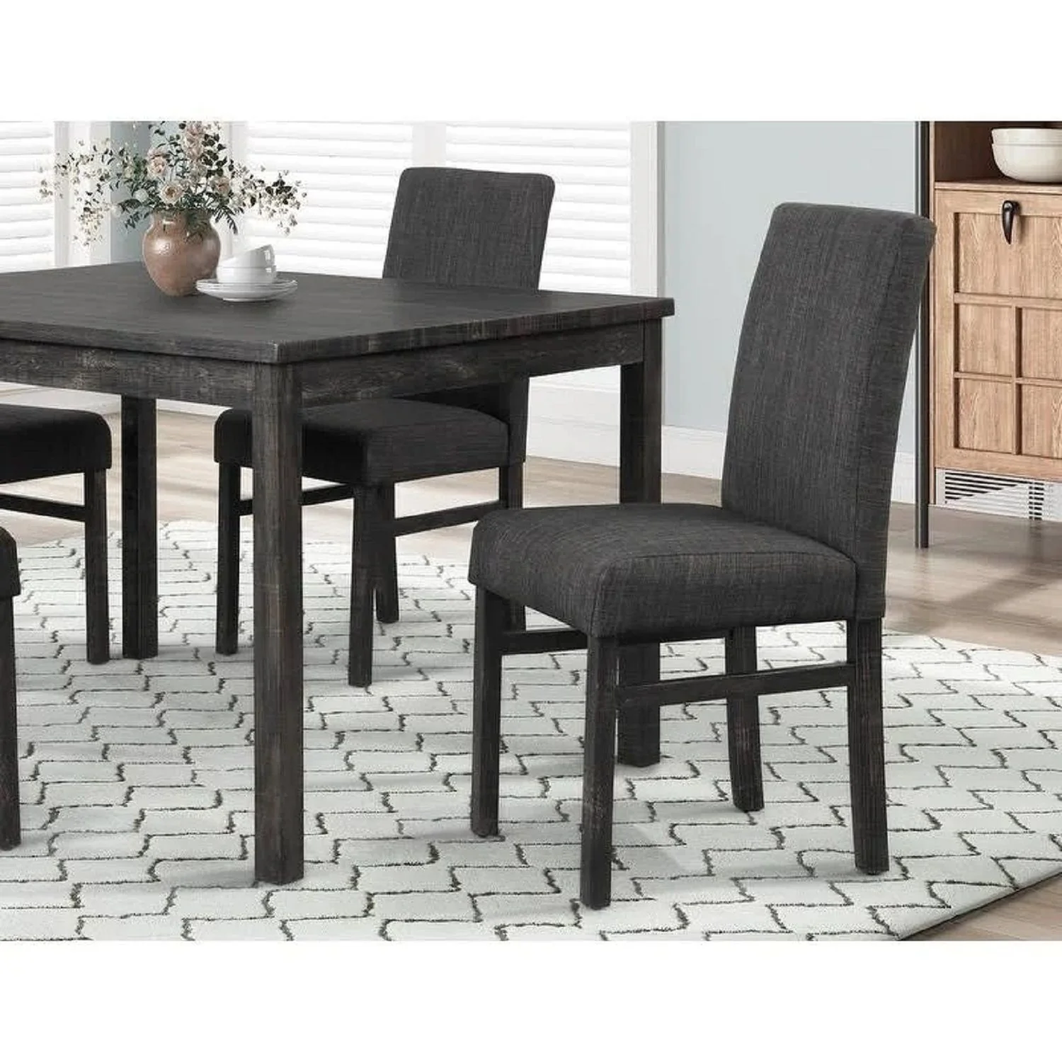 5 Piece Transitional Dining Set With Table And Upholstered Chairs - Image 3
