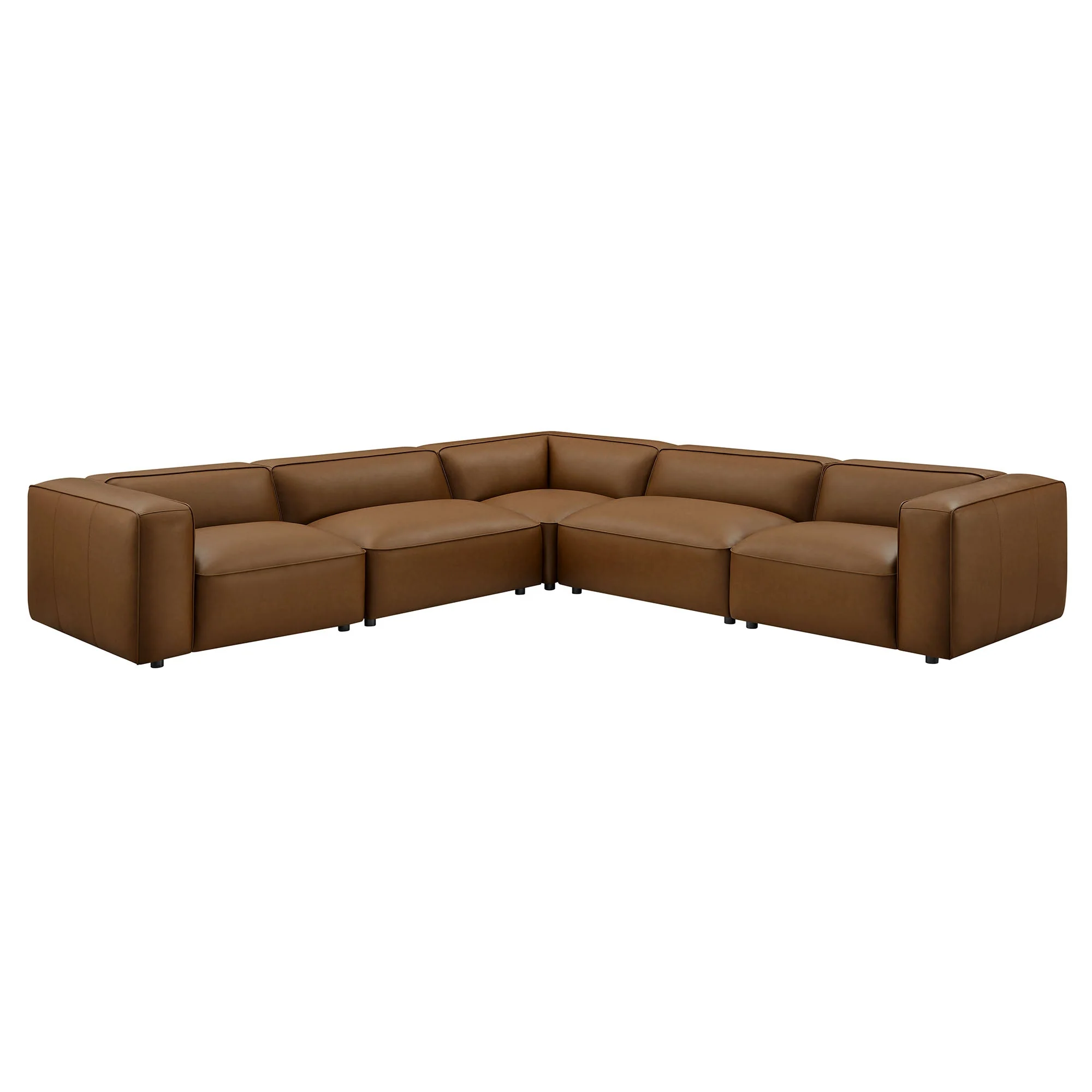 5-Piece Vegan Leather Modular L-Shaped Sectional Sofa 130 Inch - Image 10