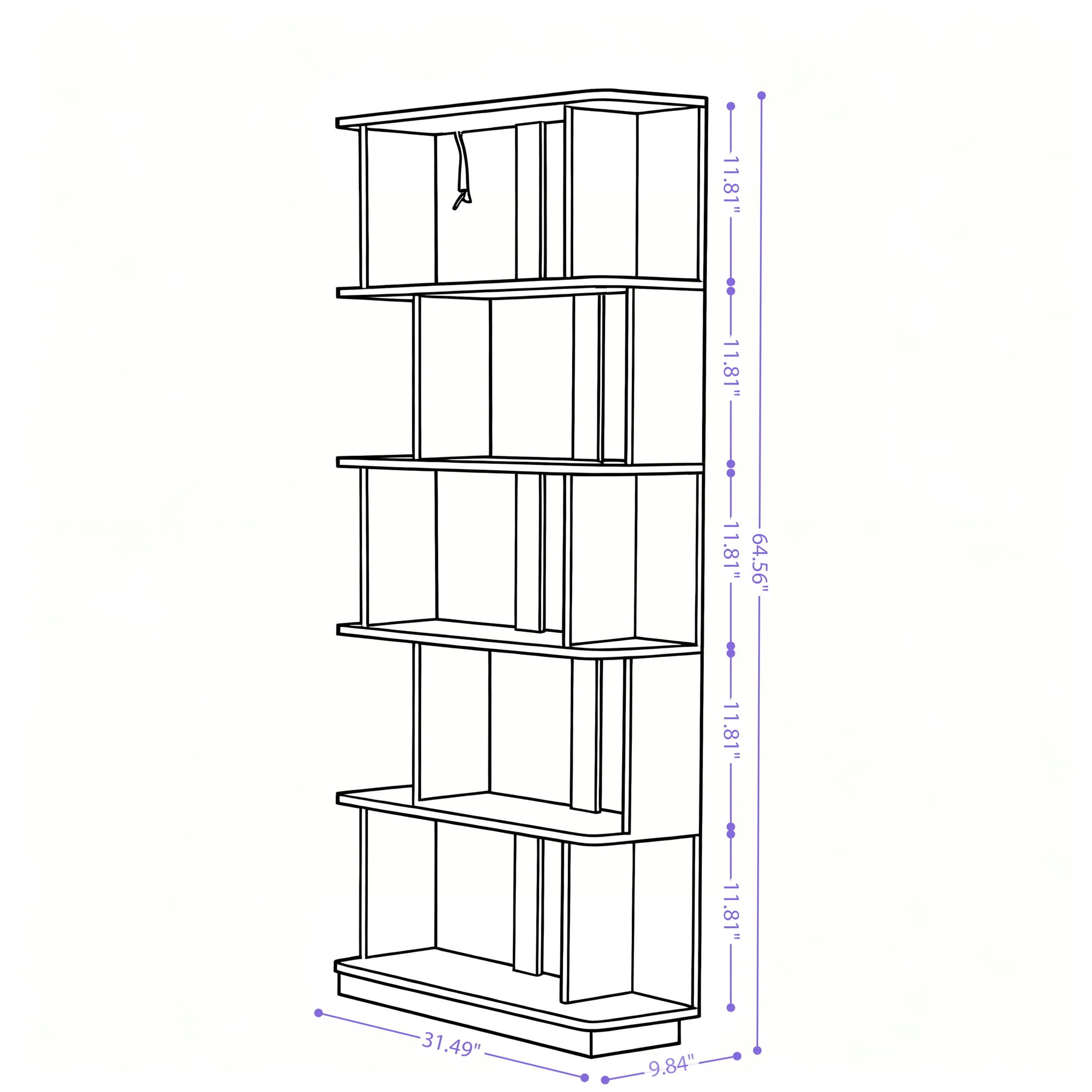 5 Tier Open Bookshelf, Free Combination Storage Shelving For Living Room - Dark Brown - Image 6