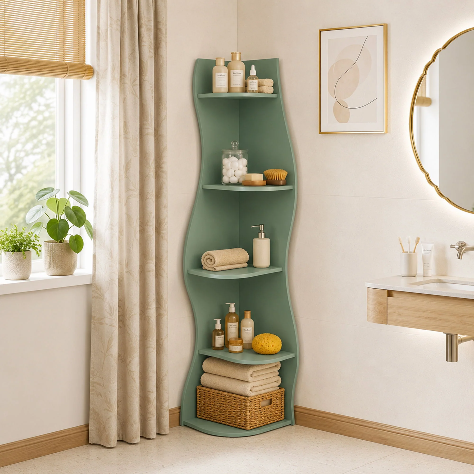5 Tier S - Shaped Corner Shelf For Living Room - Image 20