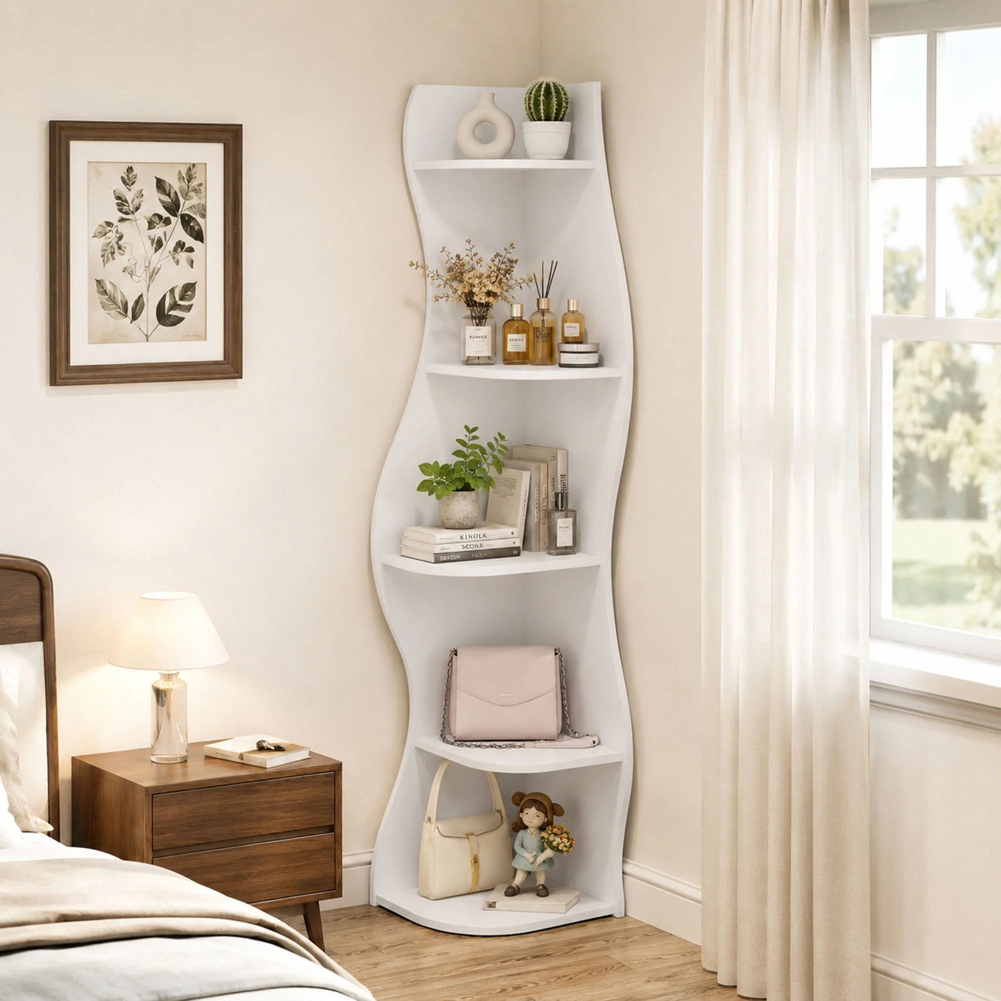 5 Tier S - Shaped Corner Shelf For Living Room - Image 27