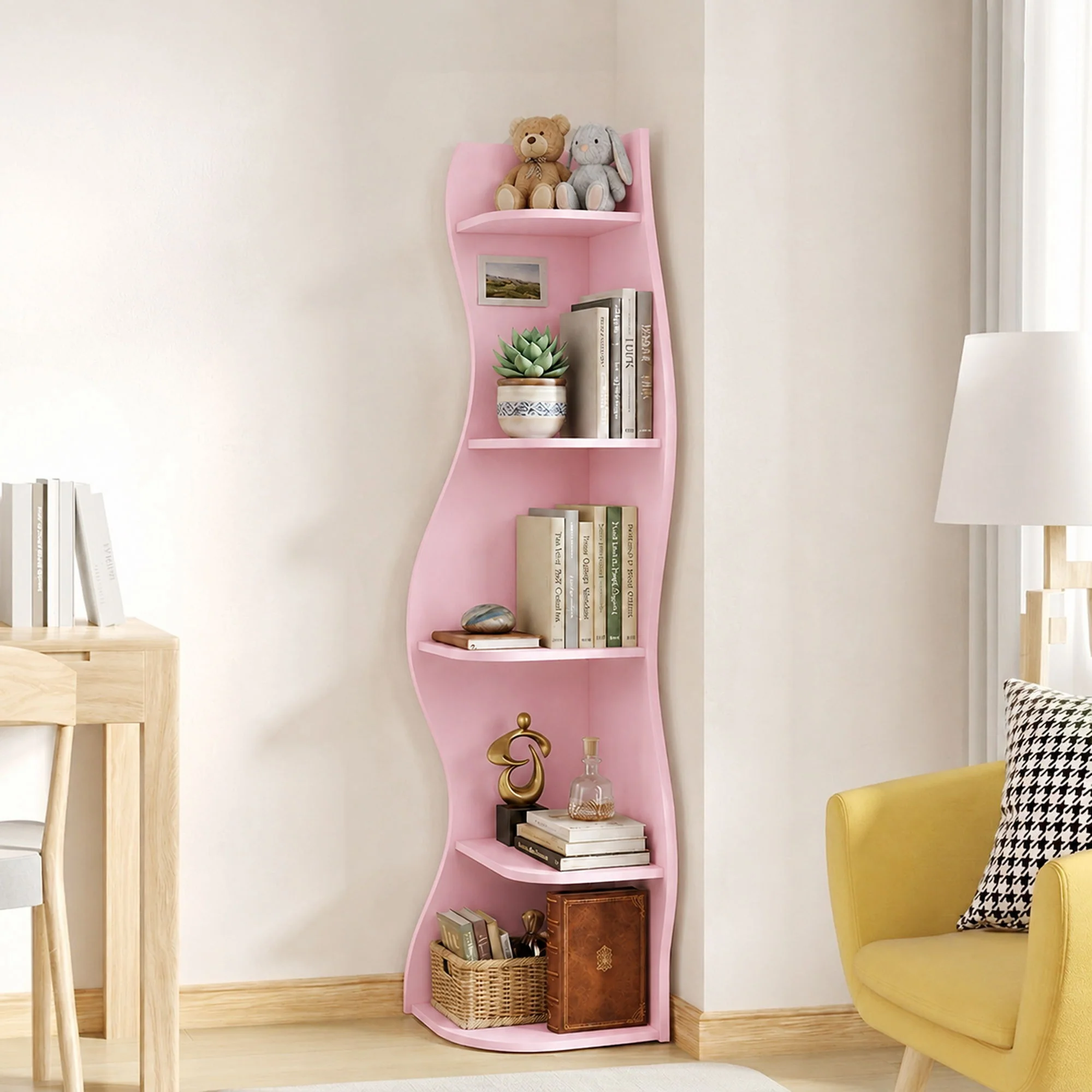 5 Tier S - Shaped Corner Shelf For Living Room - Image 31
