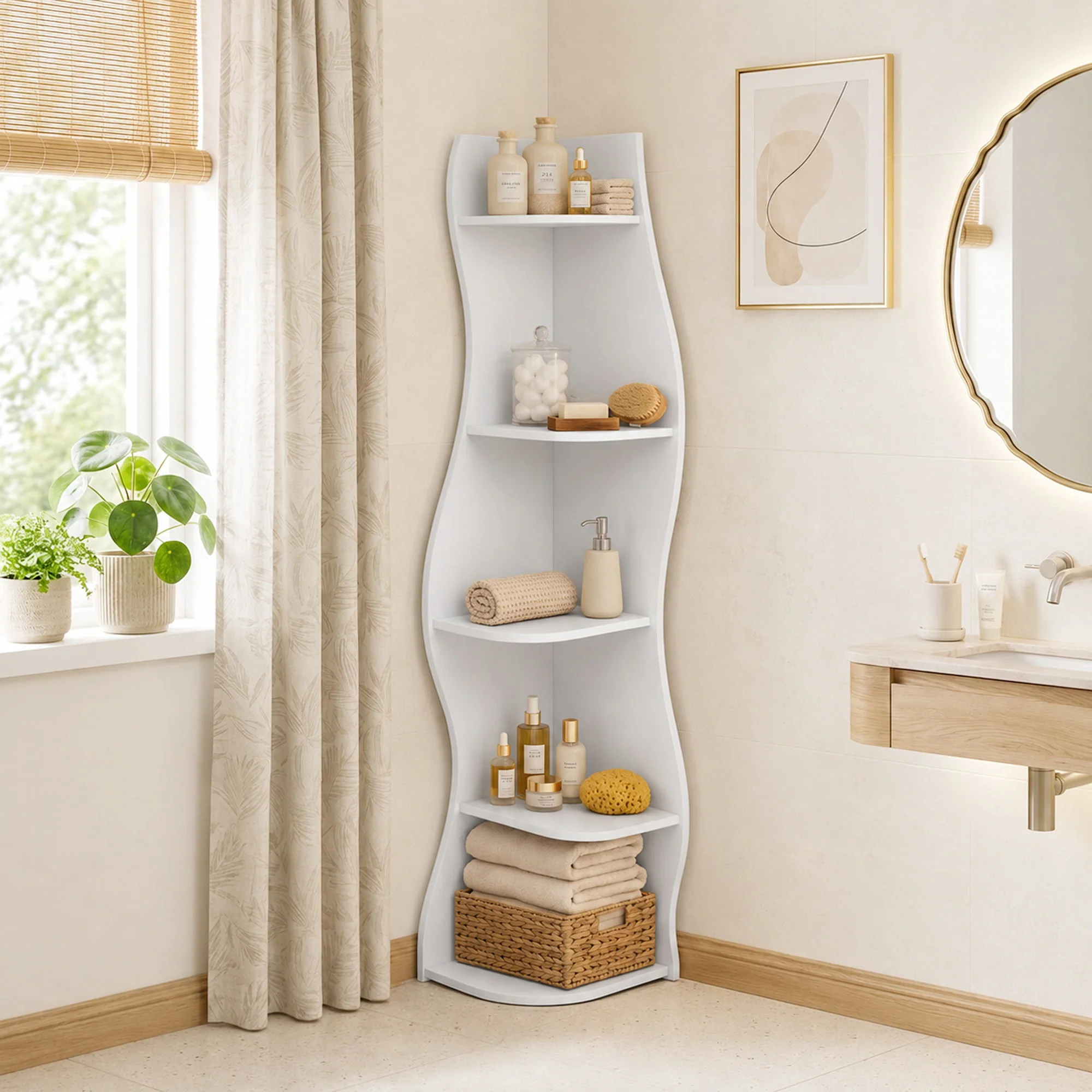 5 Tier S - Shaped Corner Shelf For Living Room - Image 37