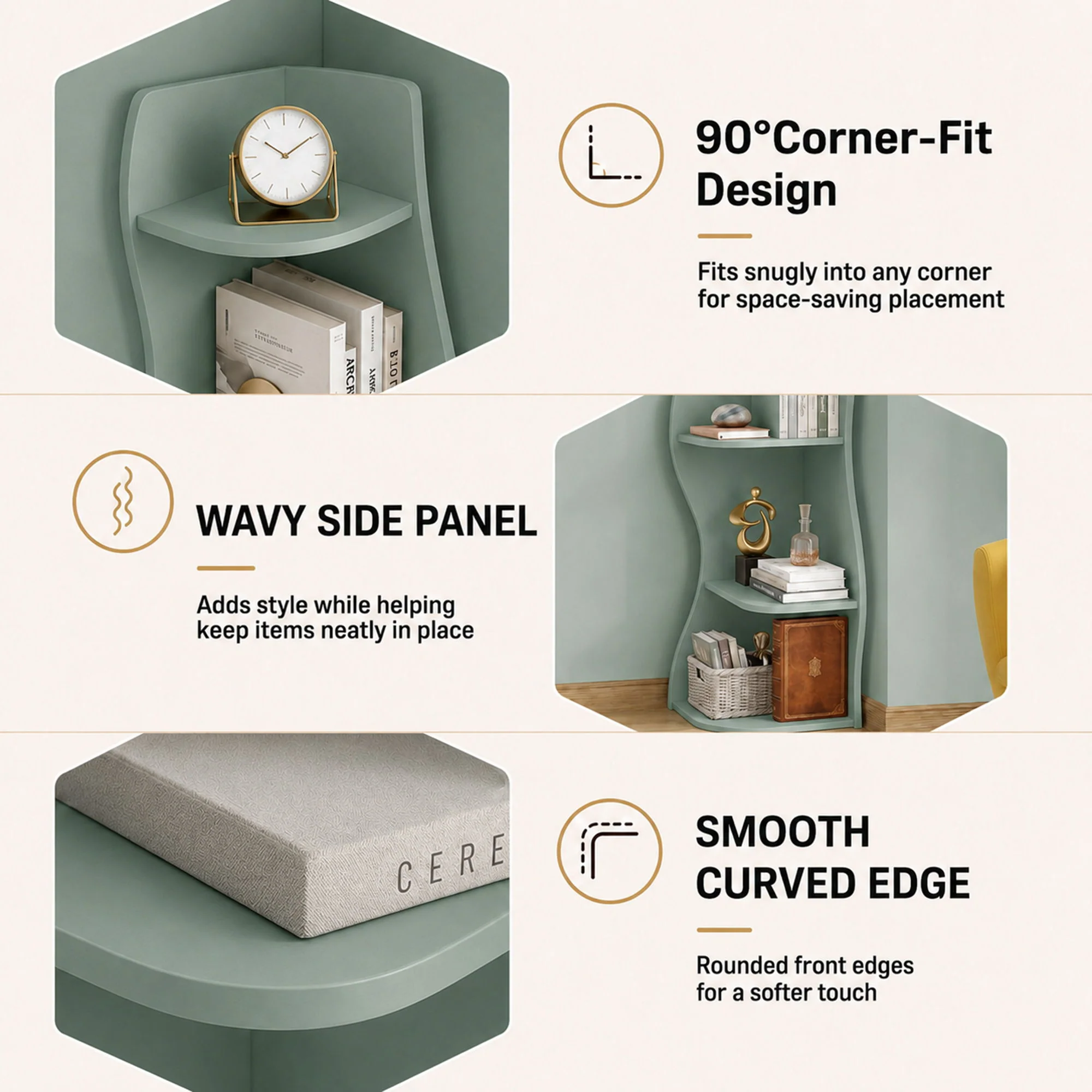 5 Tier S - Shaped Corner Shelf For Living Room - Image 44