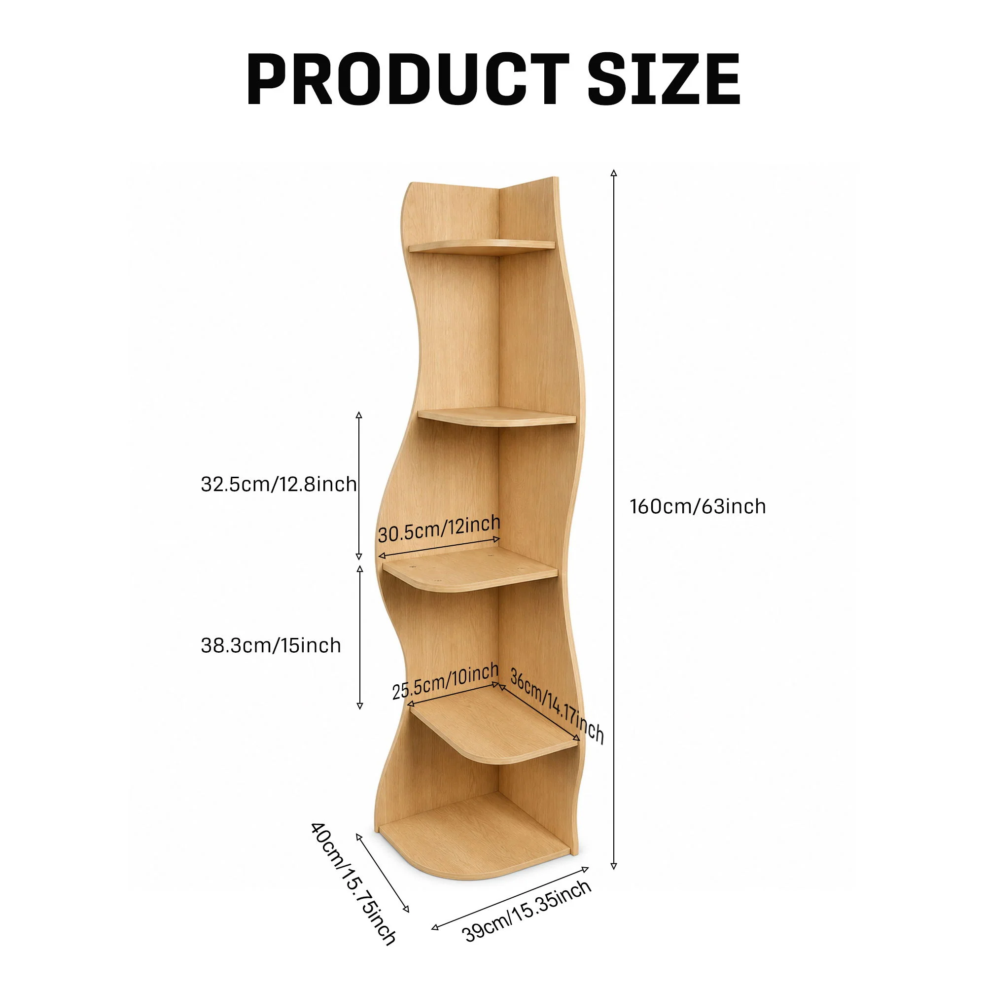 5 Tier S - Shaped Corner Shelf For Living Room - Image 52