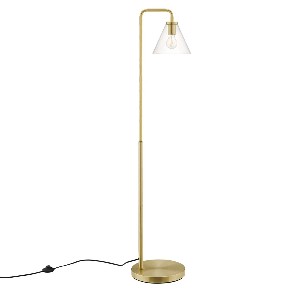 58" Glass Cone Floor Lamp with Metal Base — Modern Floor Lighting Fixture for Living Rooms - Image 10