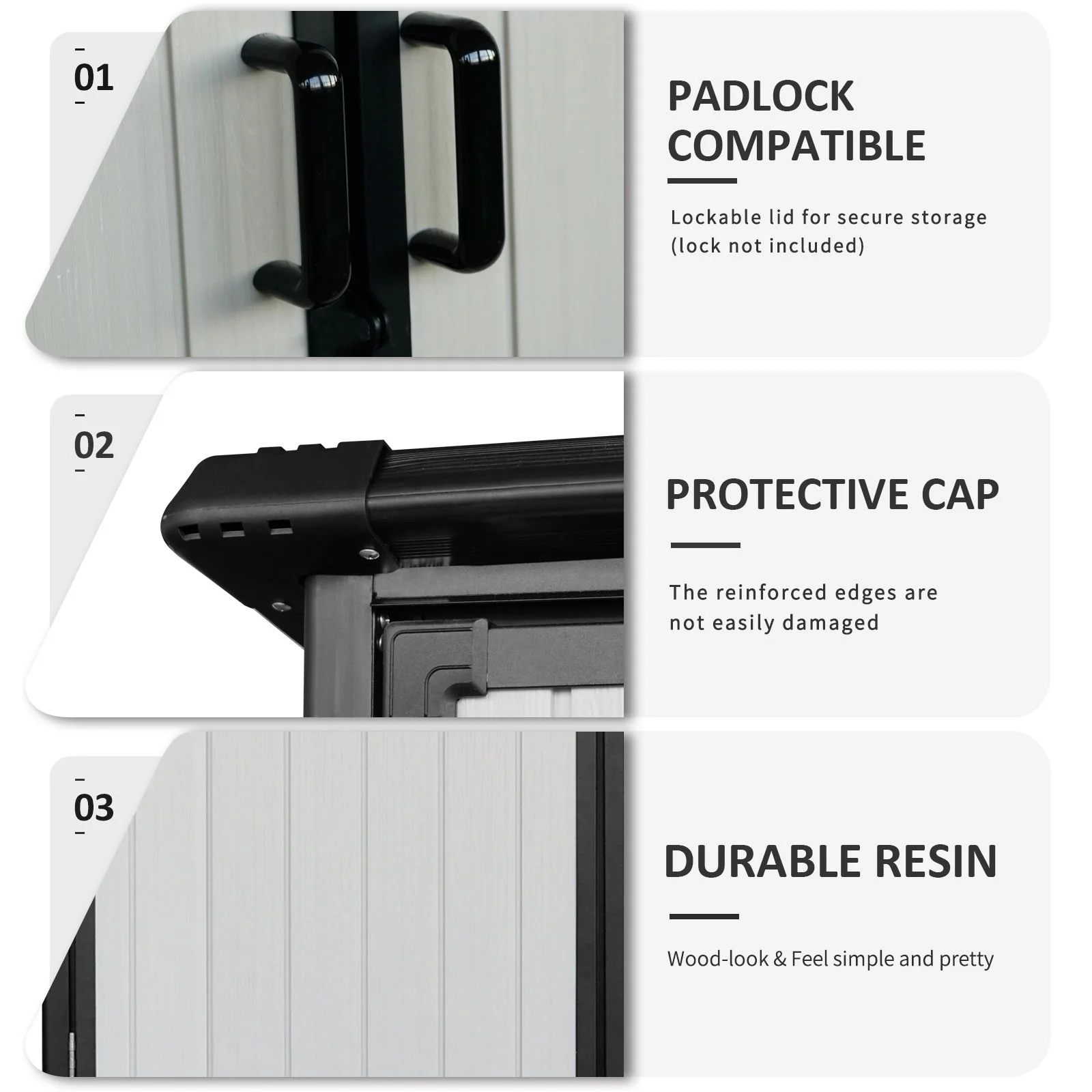 5X3Ft Outdoor Storage Shed Waterproof Resin Cabinet With Lockable Doors For Bikes And Patio Furniture - Black - Image 8