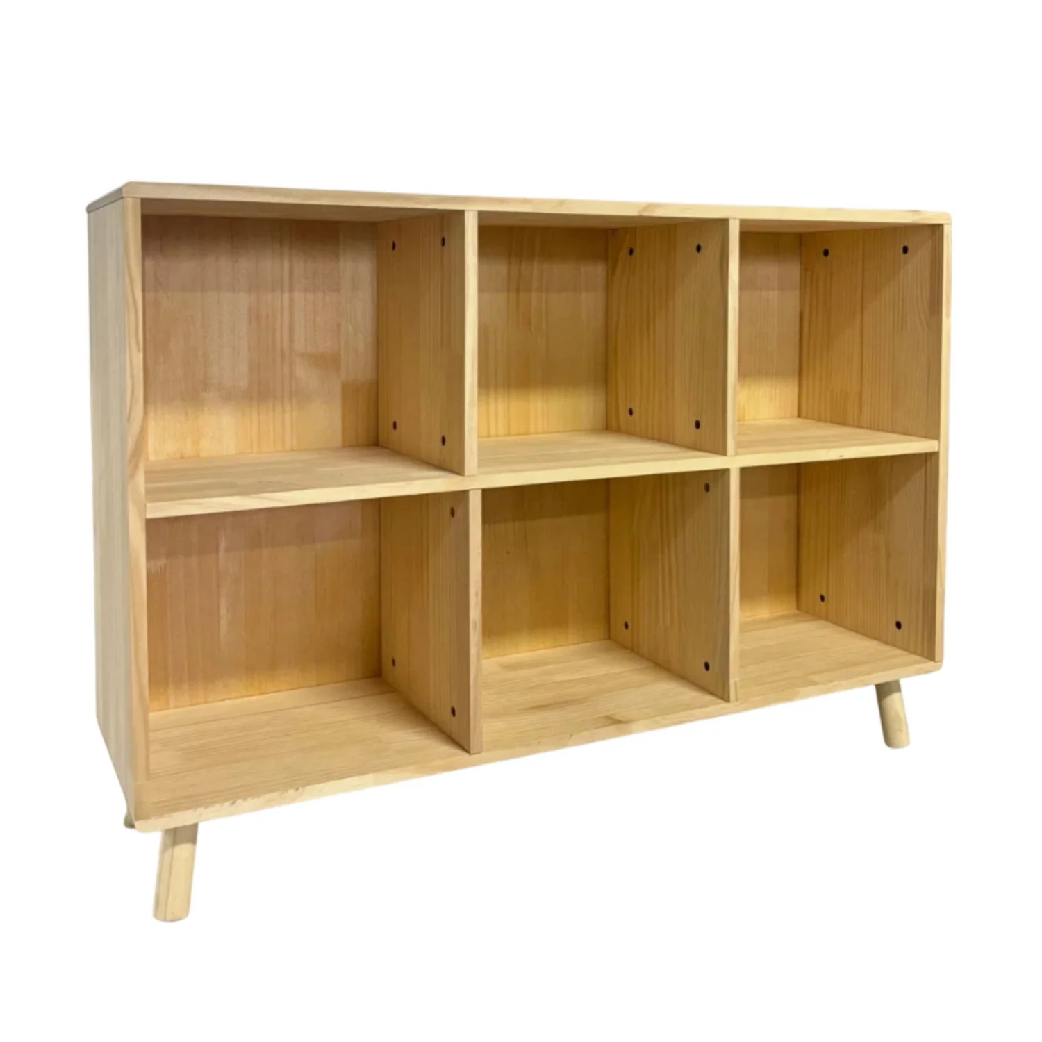 6 Cube Storage Shelf, Freestanding Open Bookcase With Legs Cubby Organizer For Living Room - Natural Wood - Image 9