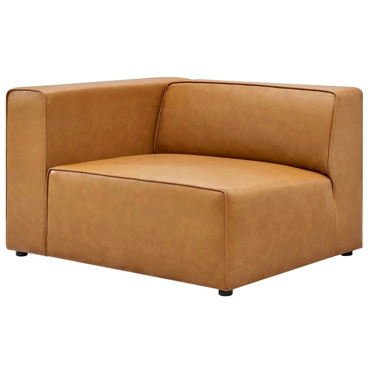 6-Piece Vegan Leather Modular Sectional Furniture Set 155 Inch in Tan - Image 3