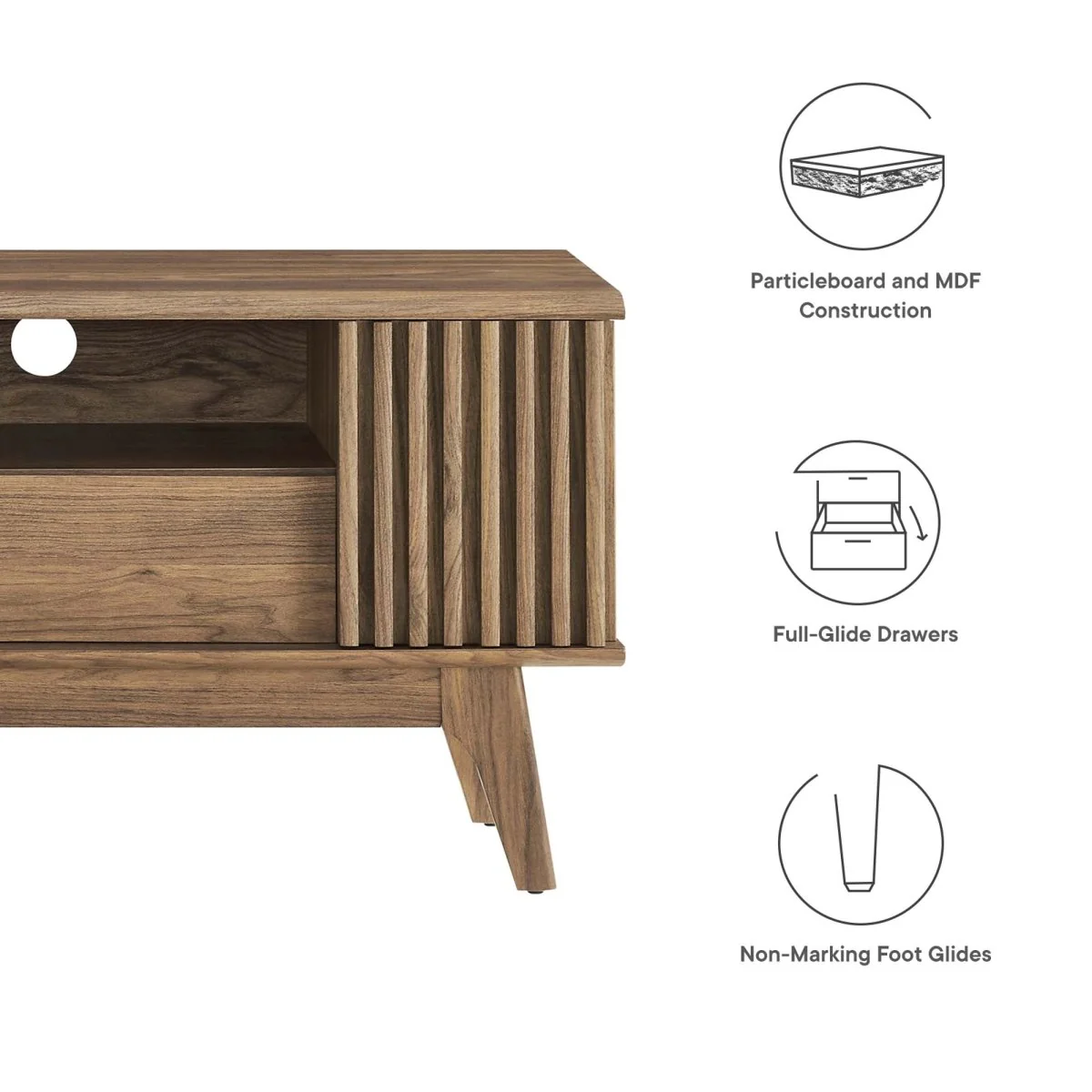 60 Inch Elegant Slatted TV Stand - Image 11