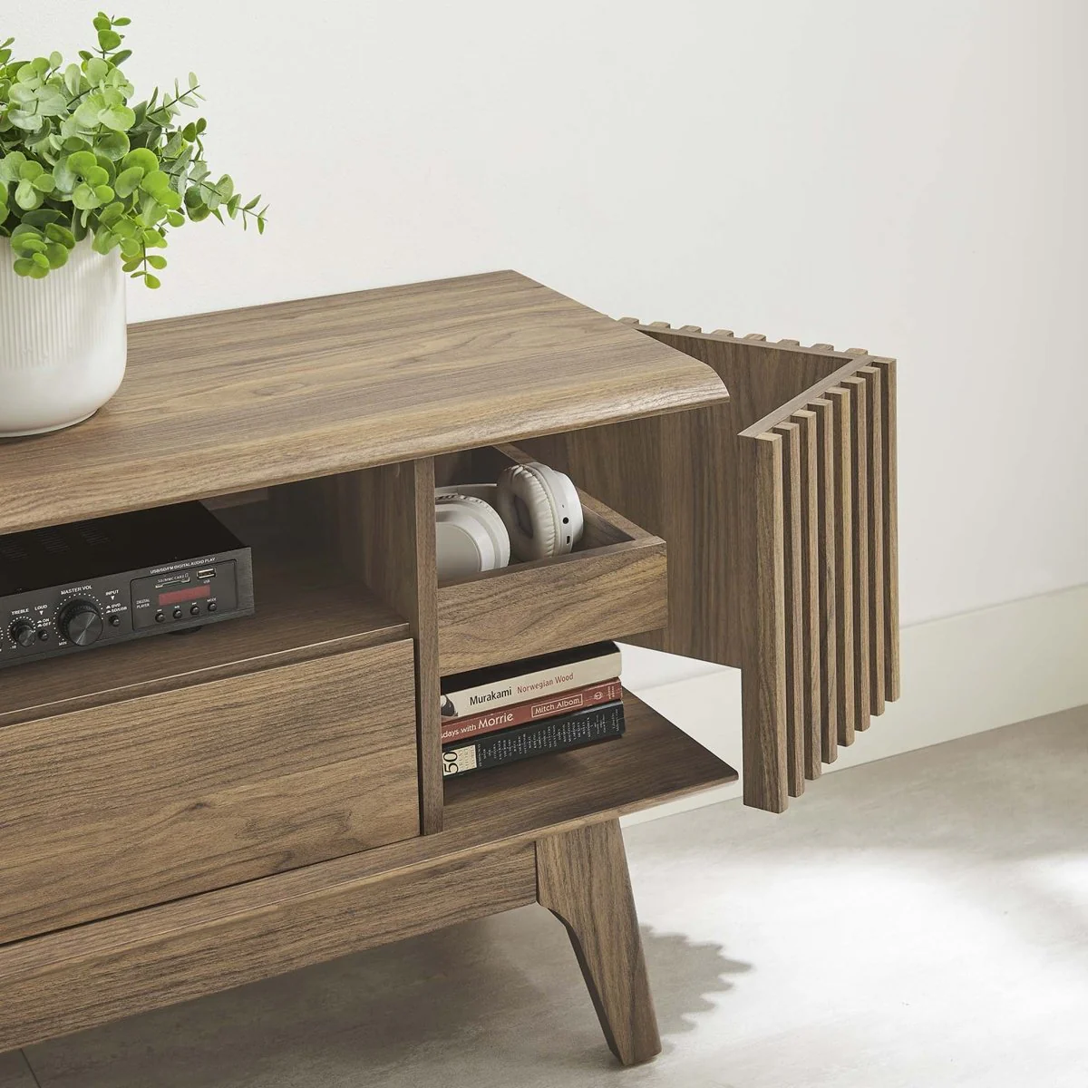 60 Inch Elegant Slatted TV Stand - Image 13