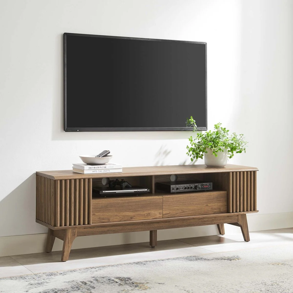 60 Inch Elegant Slatted TV Stand - Image 18