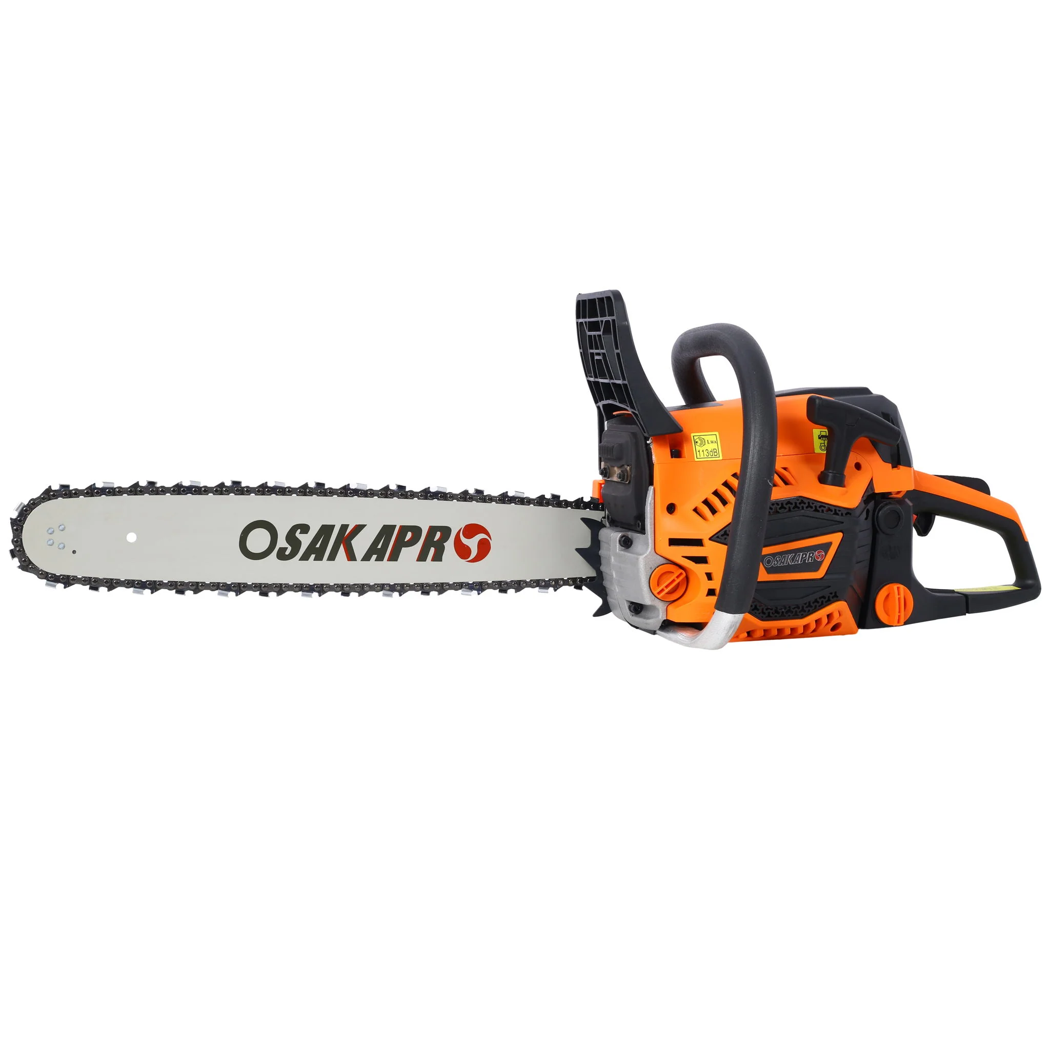 62Cc Gas Powered Chainsaw 2 Cycle Handheld Cordless Chain Saw Aluminium 18" And 20" Guide Bar - Orange - Image 2