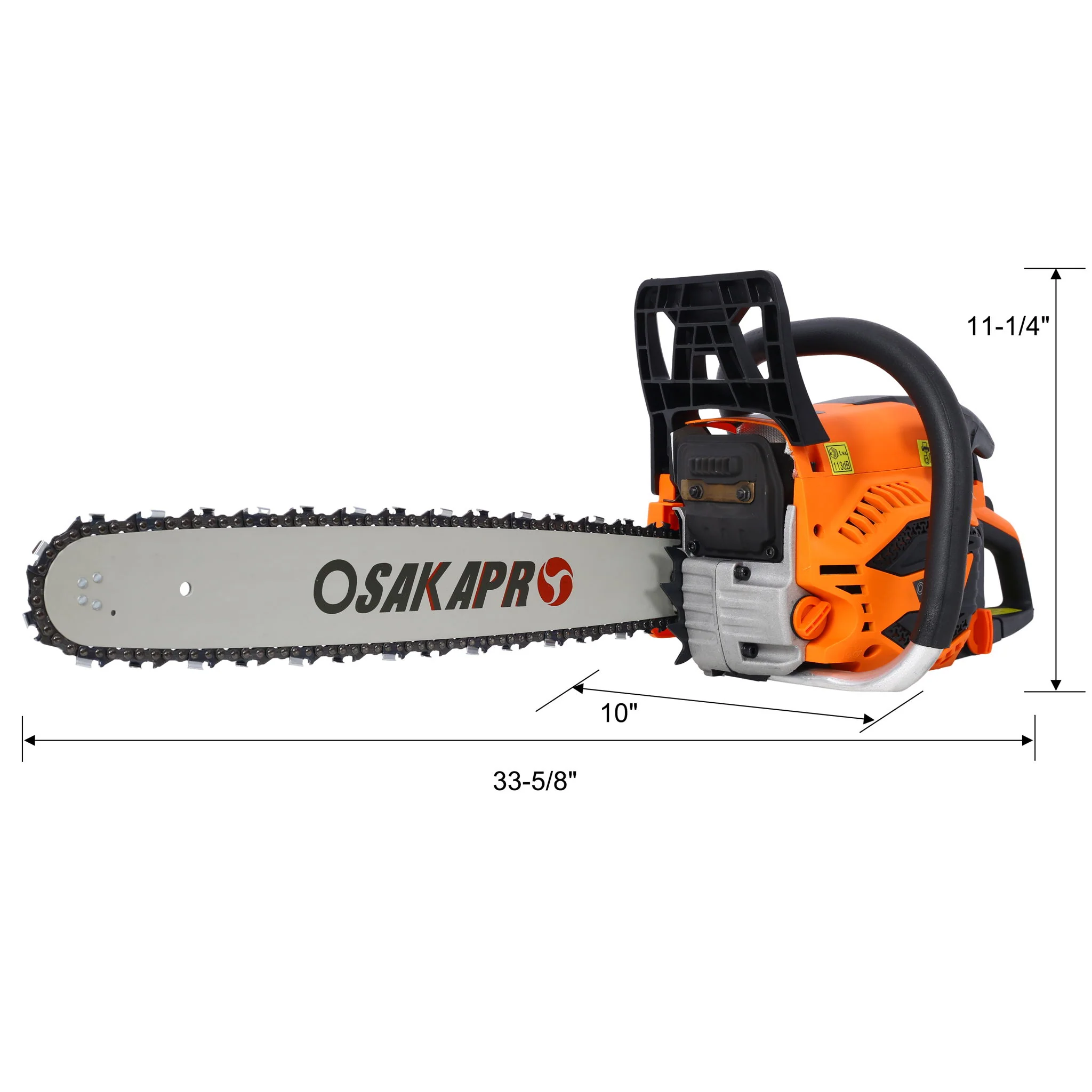 62Cc Gas Powered Chainsaw 2 Cycle Handheld Cordless Chain Saw Aluminium 18" And 20" Guide Bar - Orange - Image 5