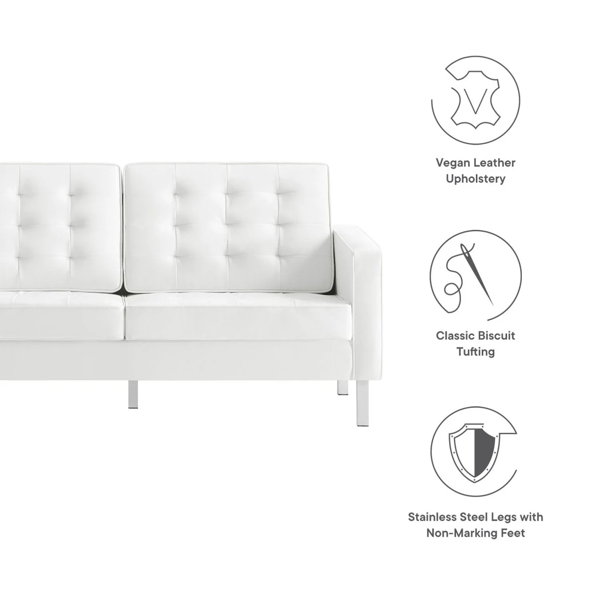 63-Inch Loft Tufted Vegan Leather Loveseat - Image 9
