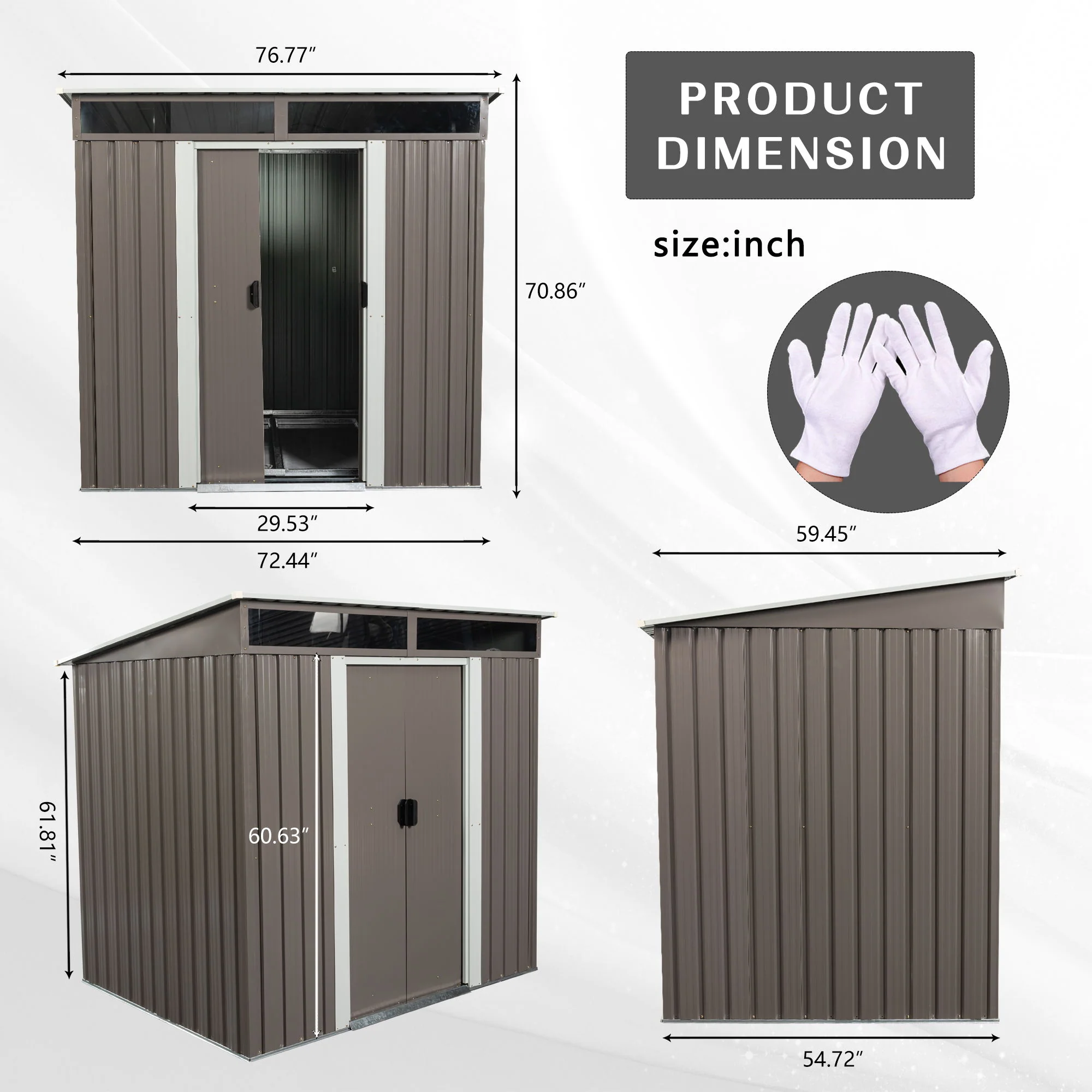 6Ft x 5Ft Outdoor Metal Storage Transparent Plate - Gray - Image 4