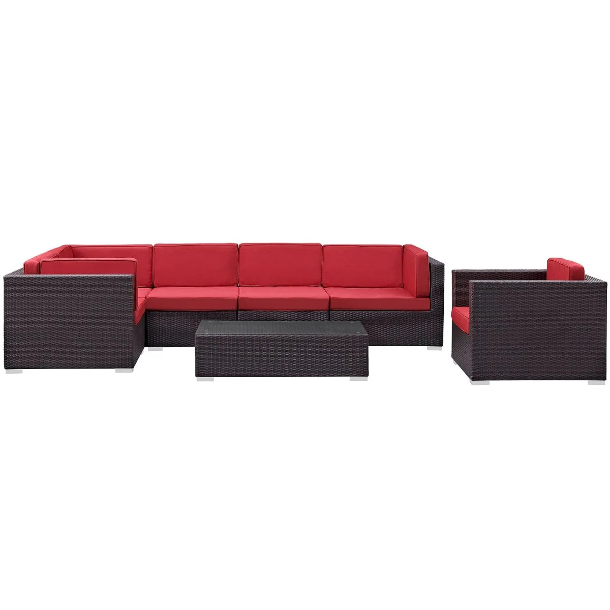 7-Piece Outdoor Patio Sectional Set – Wicker Rattan with Aluminum Frame - Image 3