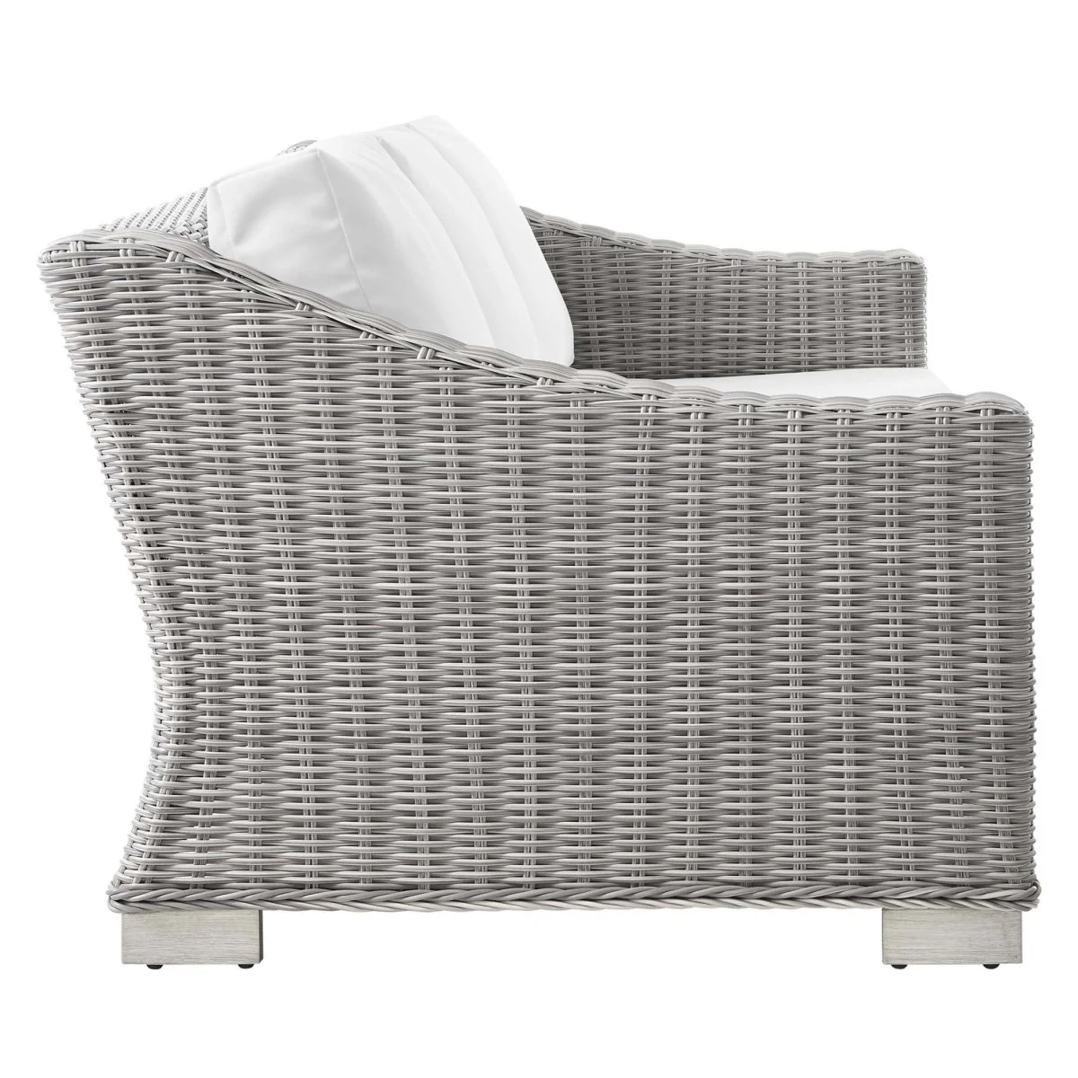 78" Light Gray Wicker Outdoor Sofa with Cushions — Modern Weather-Resistant Patio Seating - Image 4
