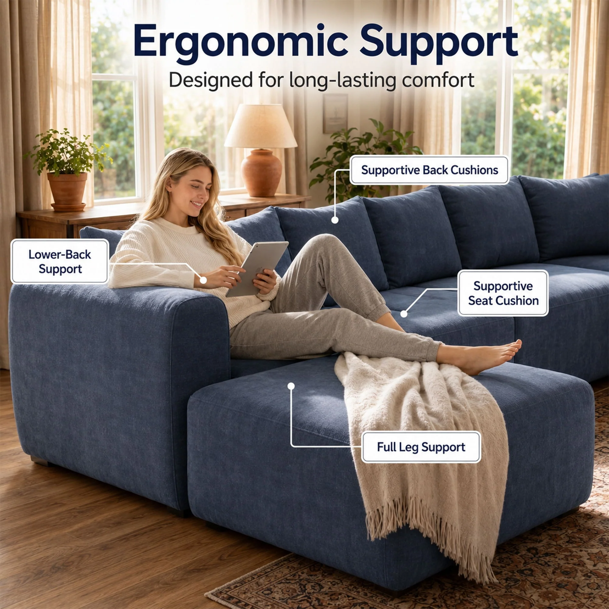 8 Seater U-Shaped Couch With Ottoman - Image 17
