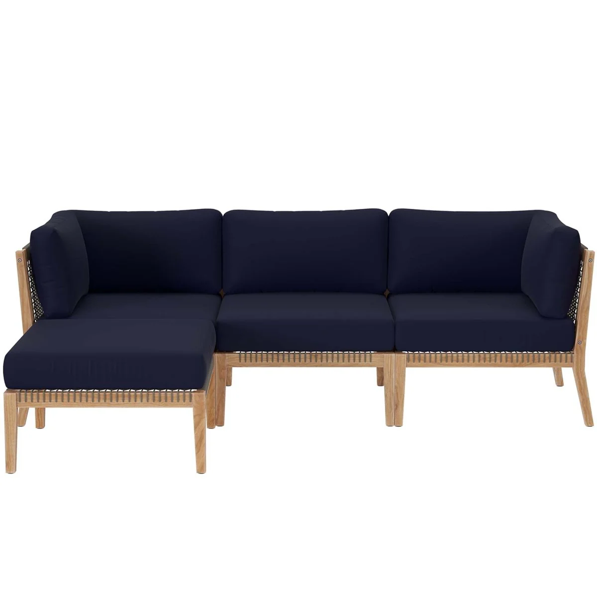 87" 4-Piece Teak Outdoor Sectional Sofa with Cushions and Weather-Resistant Frame - Image 29