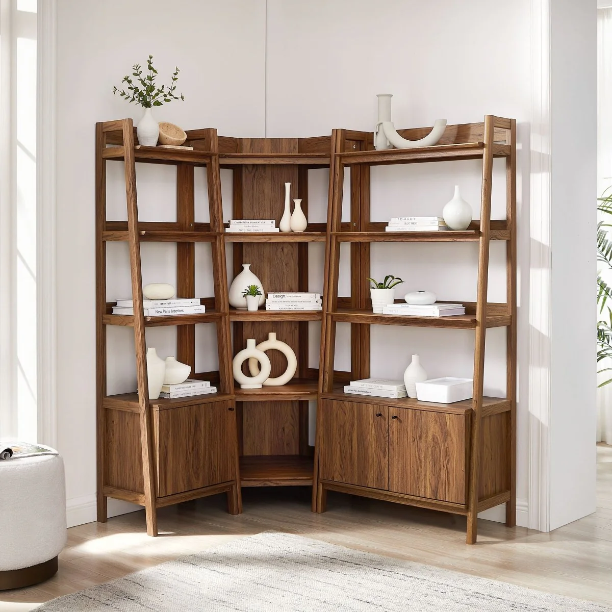 88" 3-Piece Wood Corner Bookshelf Set with Wide and Narrow Units - Image 12
