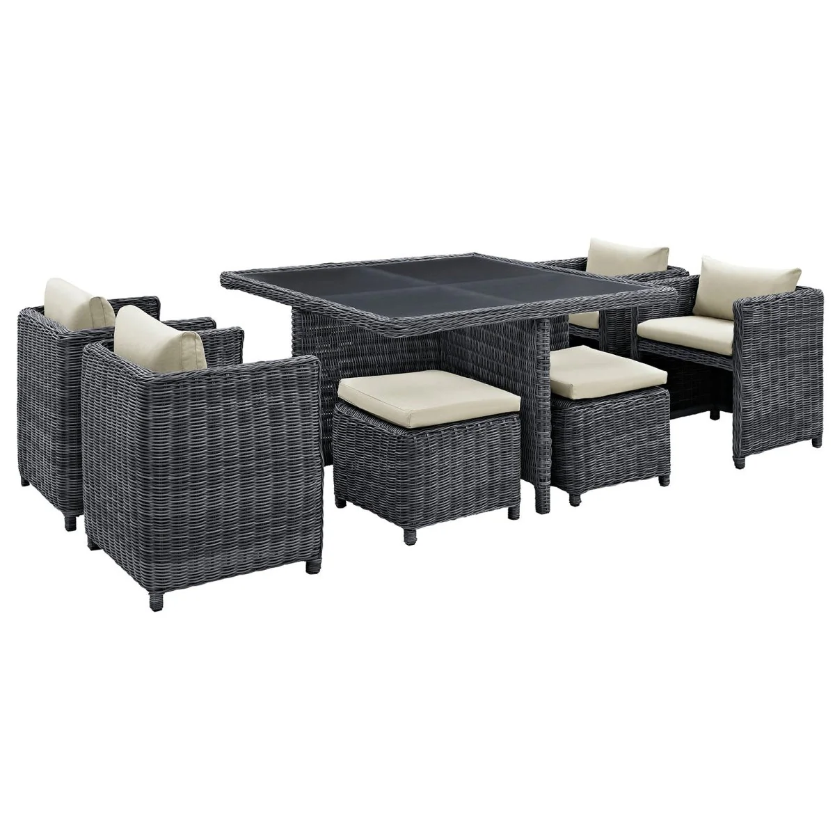 9-Piece Rattan and Aluminum Outdoor Dining Set with Sunbrella® Cushions - Image 12