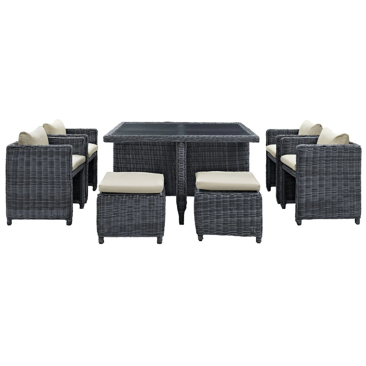9-Piece Rattan and Aluminum Outdoor Dining Set with Sunbrella® Cushions - Image 13