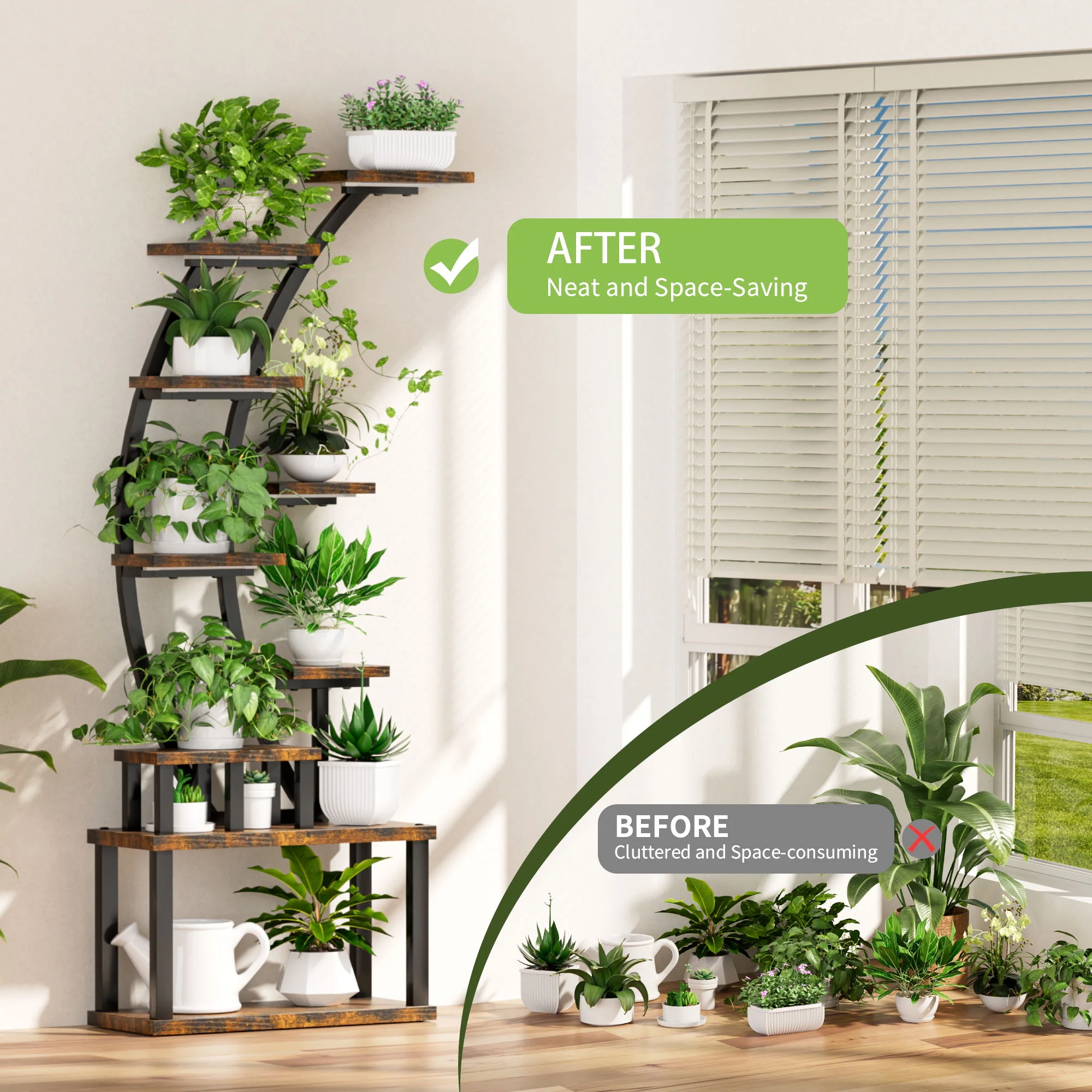 9 Tiered Indoor Plant Stand With 5 Adjustable Grow Lights - Image 11