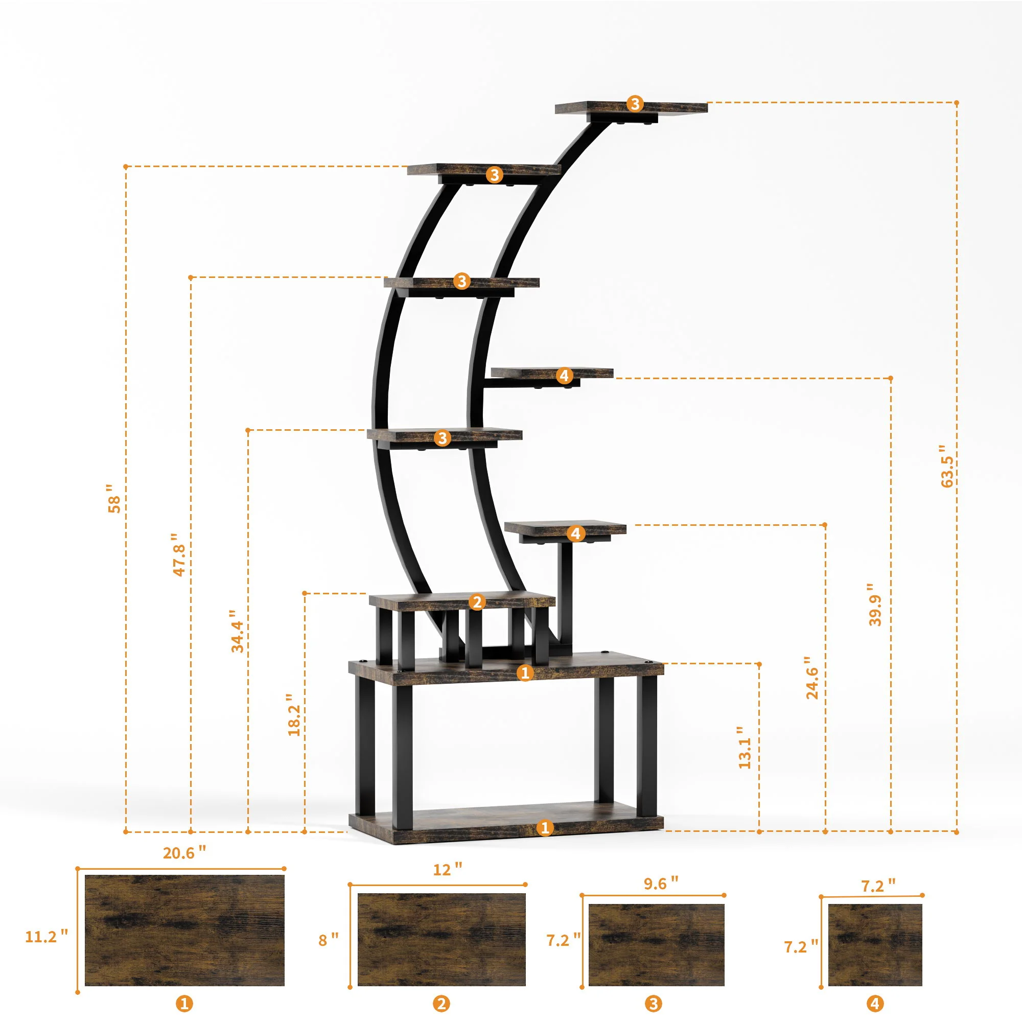 9 Tiered Indoor Plant Stand With 5 Adjustable Grow Lights - Image 12
