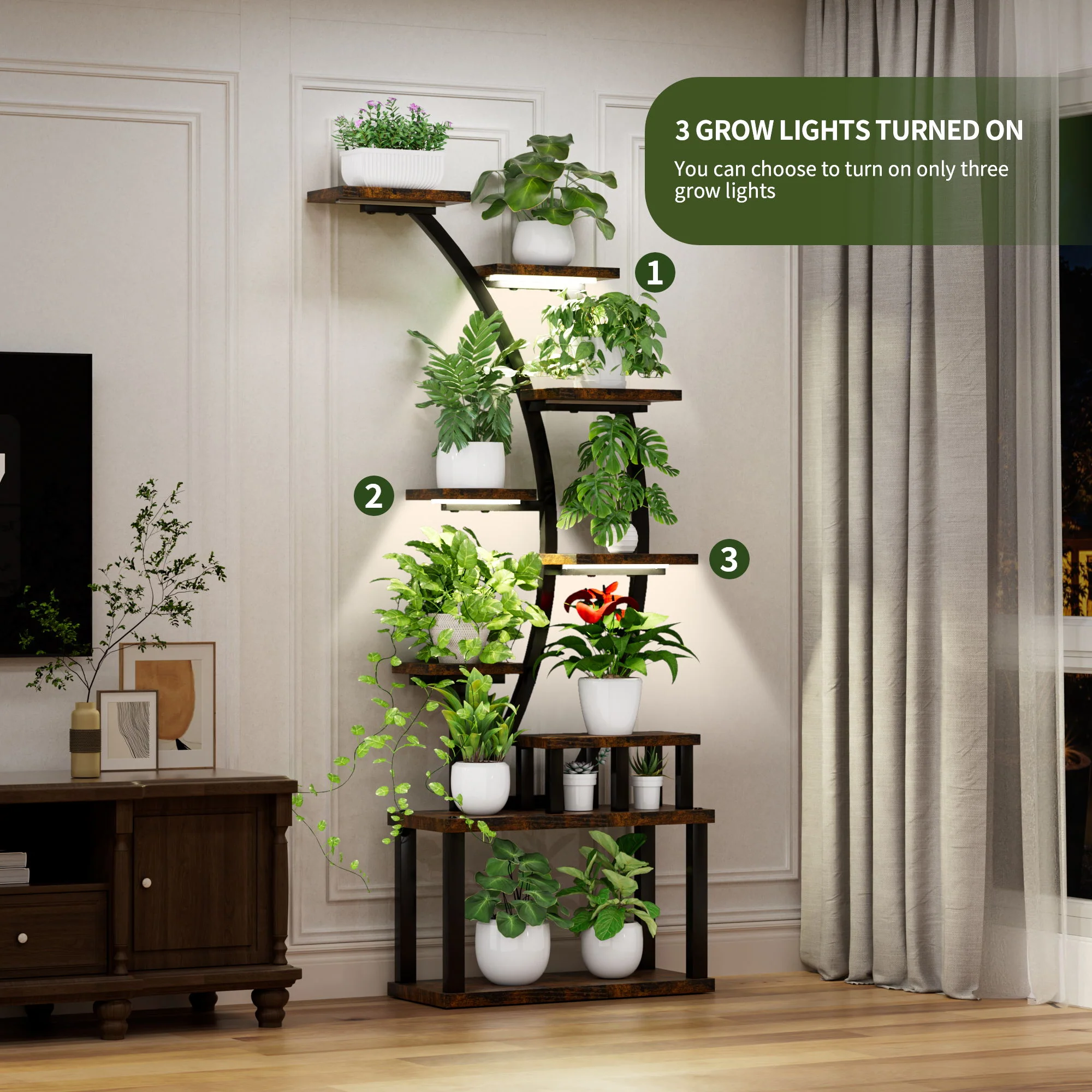 9 Tiered Indoor Plant Stand With 5 Adjustable Grow Lights - Image 15