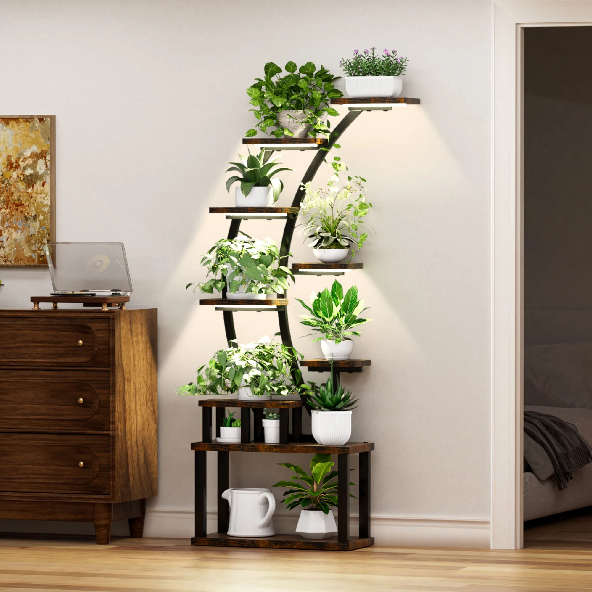 9 Tiered Indoor Plant Stand With 5 Adjustable Grow Lights - Image 17