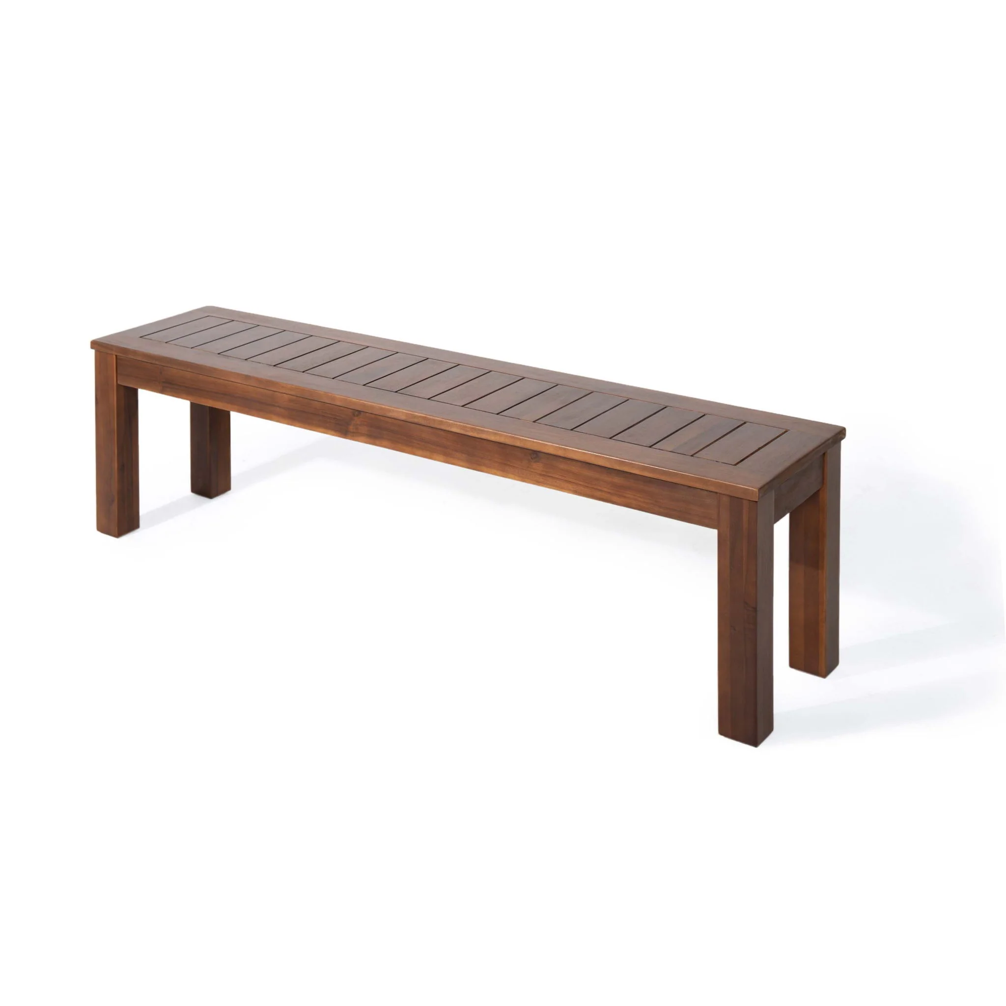 Acacia Wood Outdoor Bench With Beautiful Slat Paneling - Dark Brown - Image 7