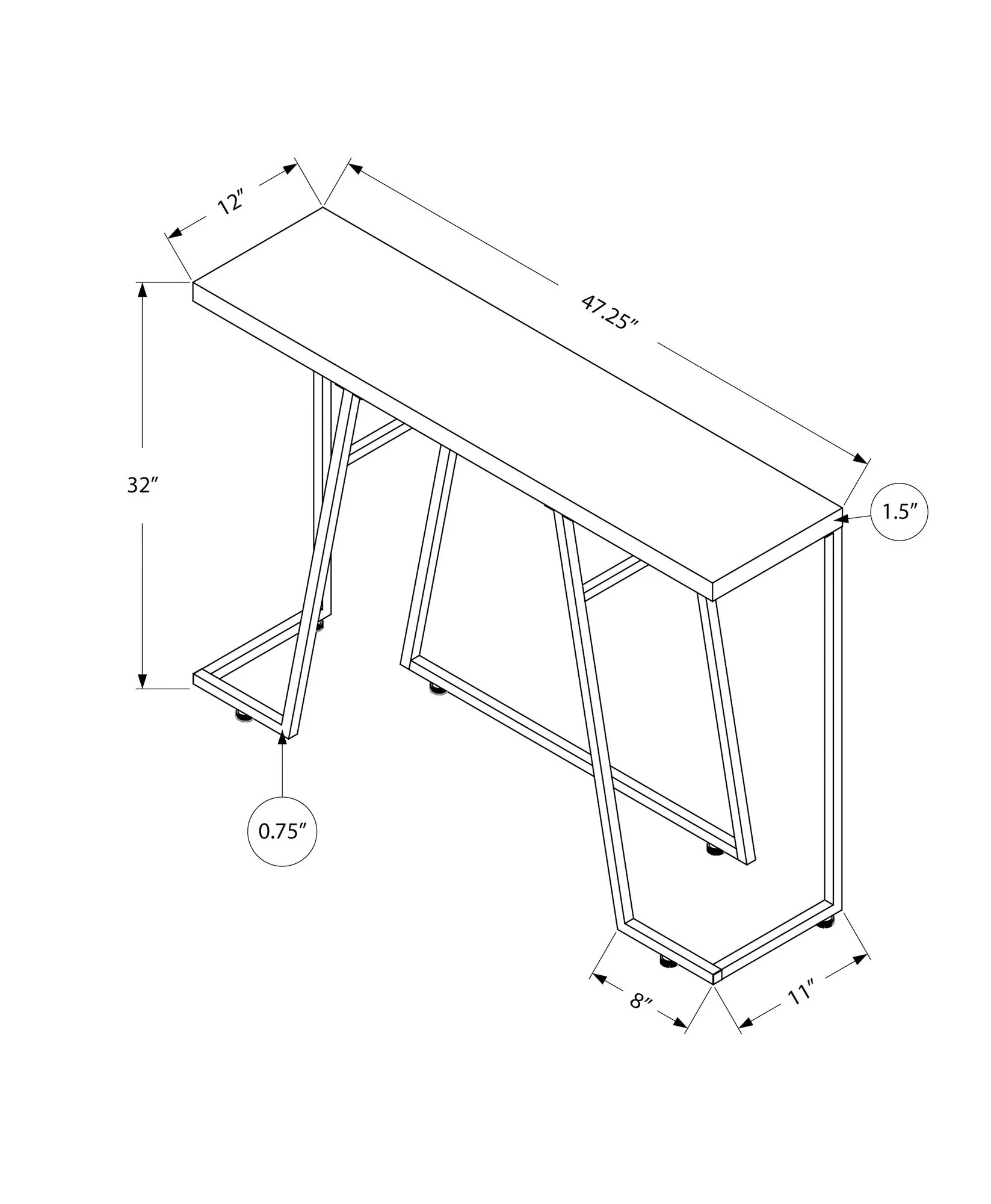 Accent Console Table For Entryway, Durable Construction - Taupe - Image 4