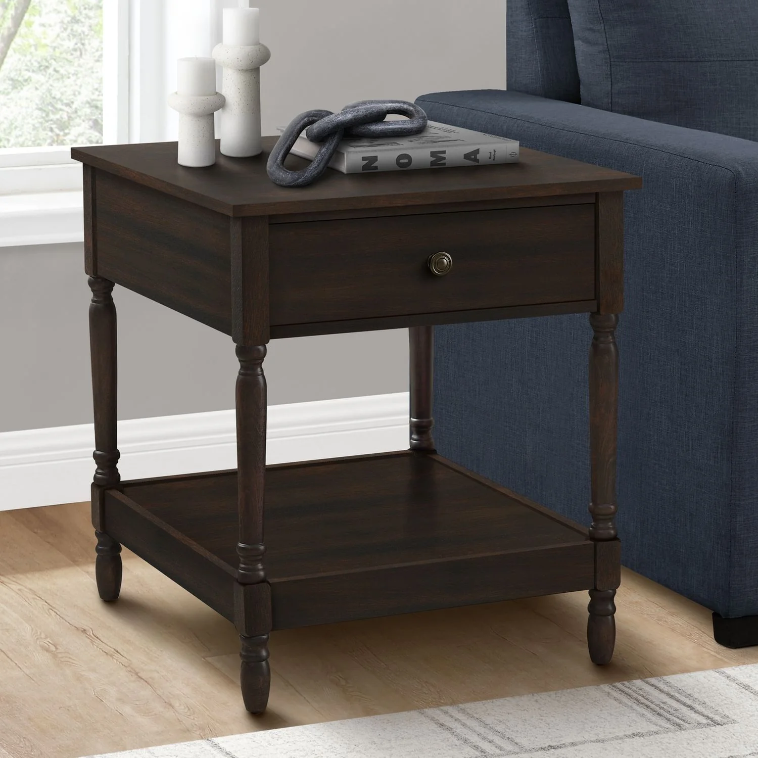 Accent - Table, 2 Tier, Square, Traditional - Walnut - Image 3