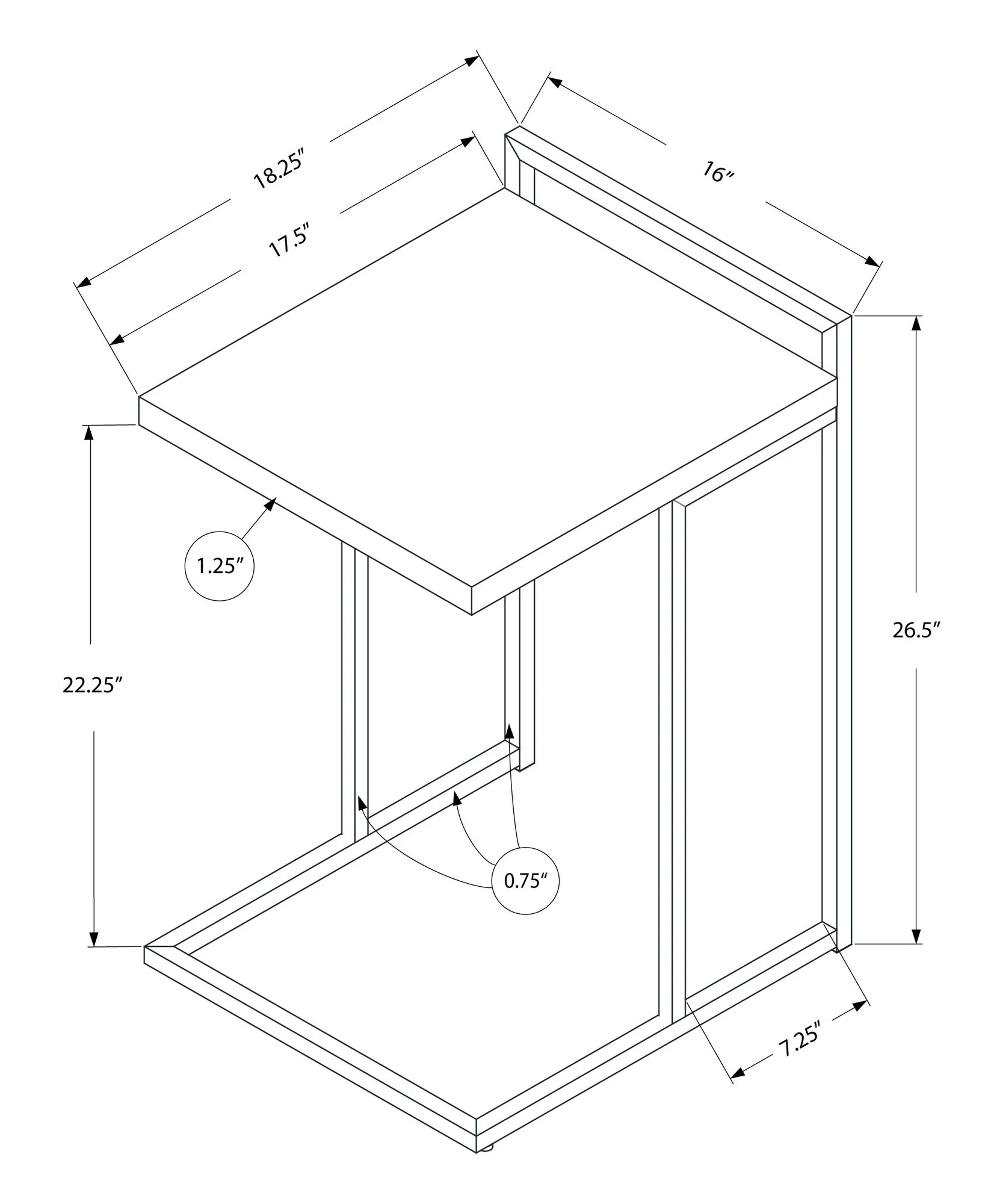Accent Table, C - Shaped, Contemporary & Modern - Image 36