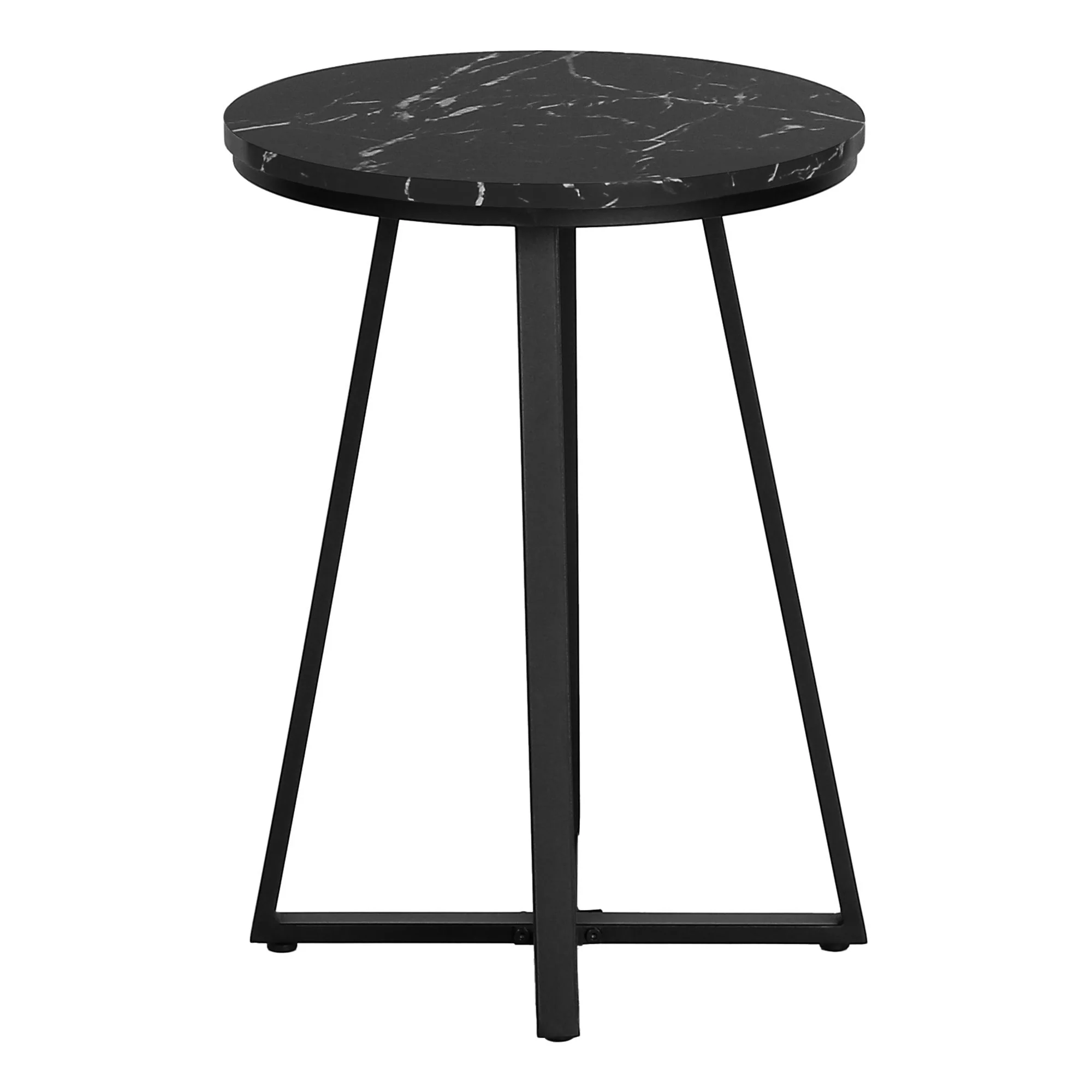 Accent Table, Side, Round Marble Look Contemporary & Modern - Black - Image 5