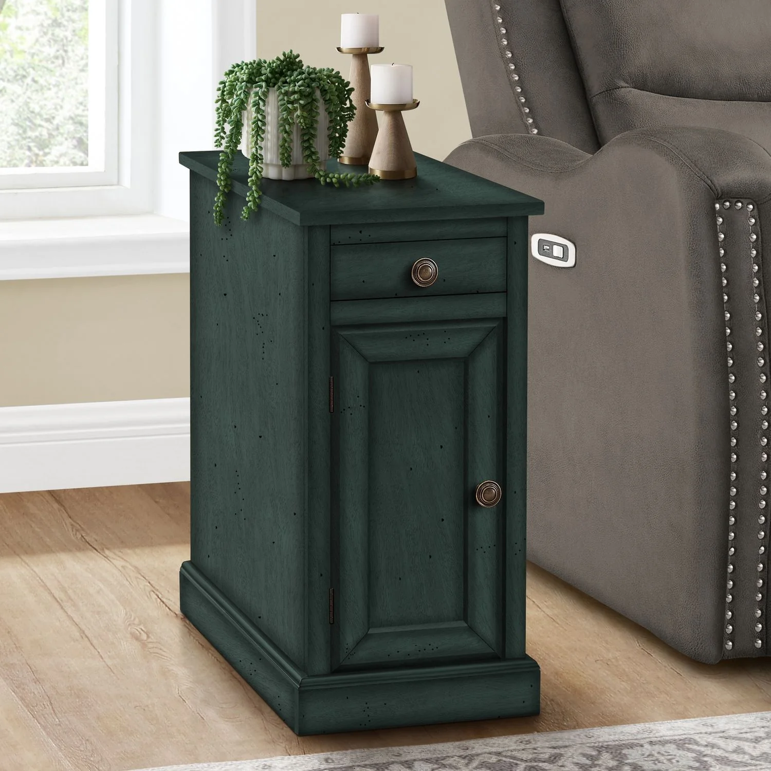 Accent Table With Storage Drawer For Living Room - Blue - Image 5