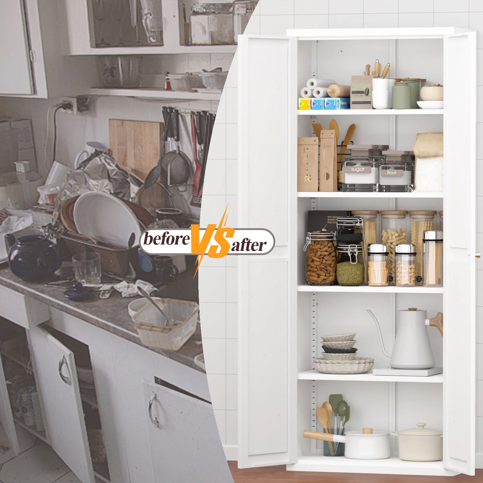 Adjustable 2 Door Storage Cabinet With Adjustable Shelves - Image 10