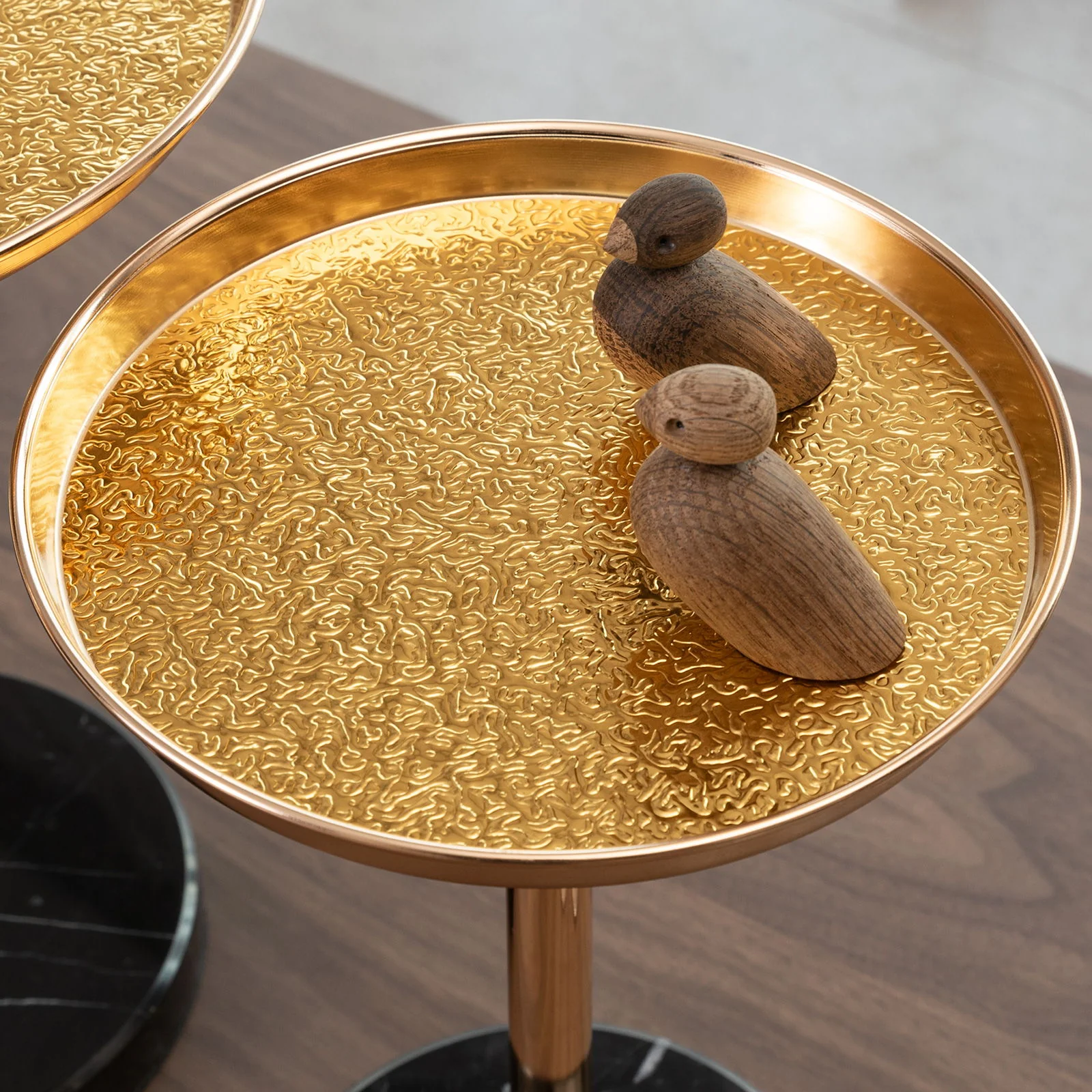 Adjustable Pedestal Side Table For Living Room - Gold / Black - Image 5