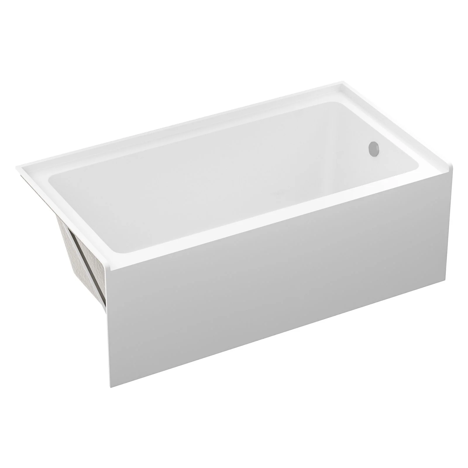 Alcove Soaking Bathtub With Skirt - Back - To - Wall Design - Glossy White - Image 3