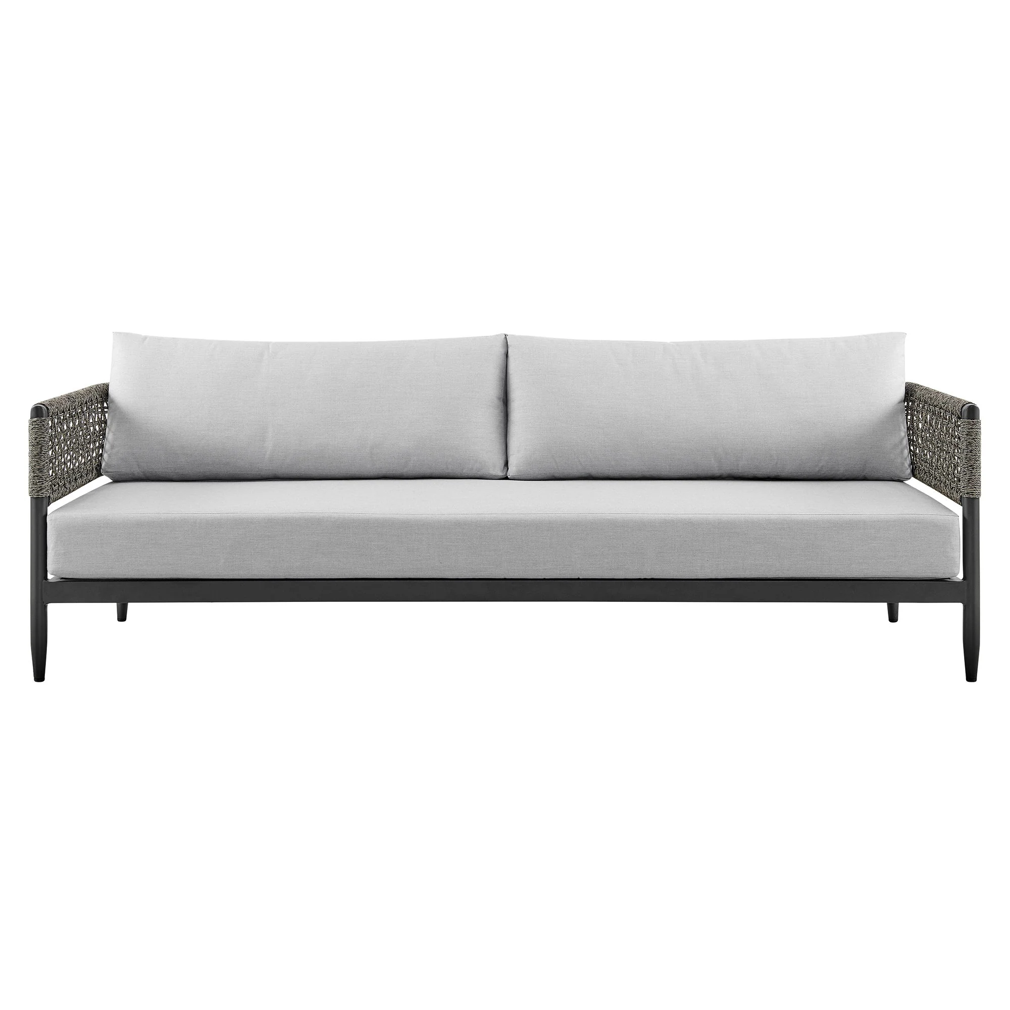 Felicia - 4 Piece Outdoor Aluminum & Rope Conversation Set With Fabric Cushions - Light Gray / Black - Image 5