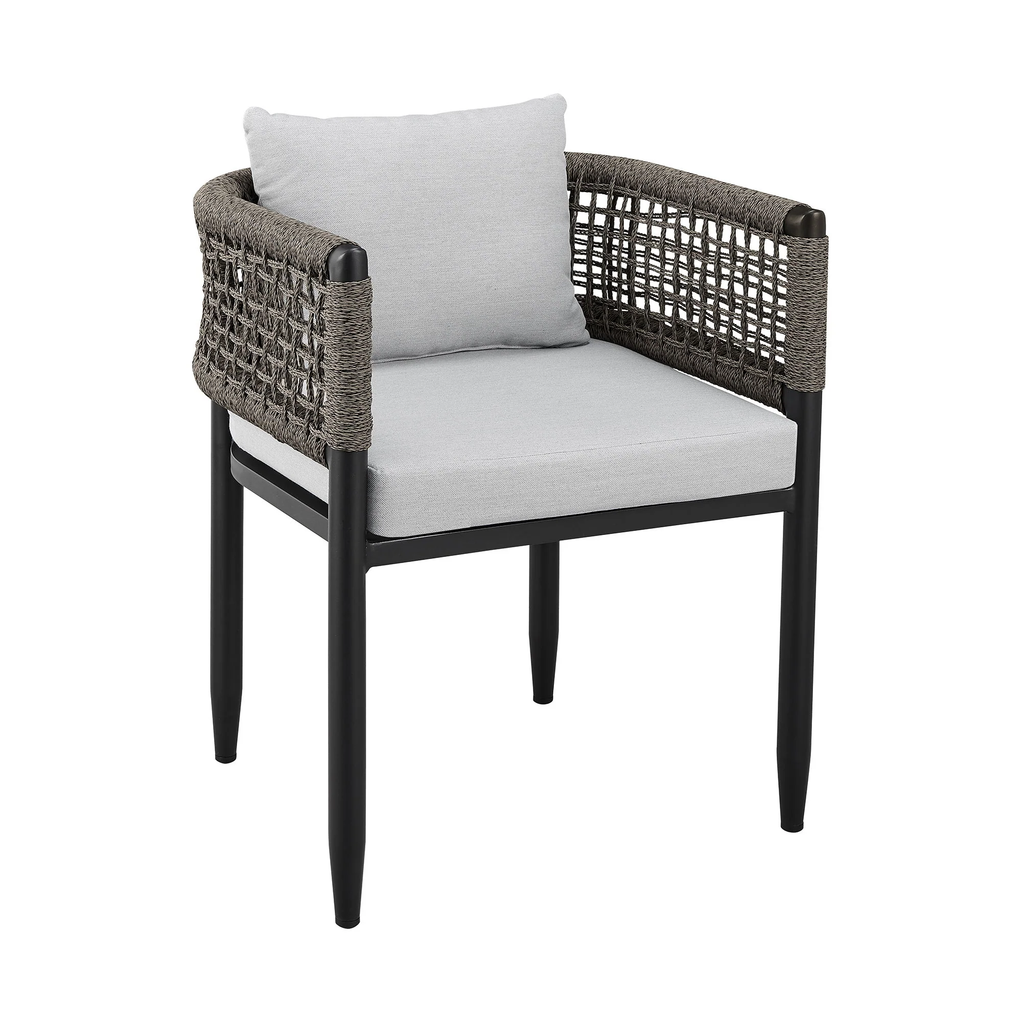 Alegria - Outdoor Patio Dining Chair In Aluminum With Gray Rope And Cushions - (Set Of 2) - Image 6