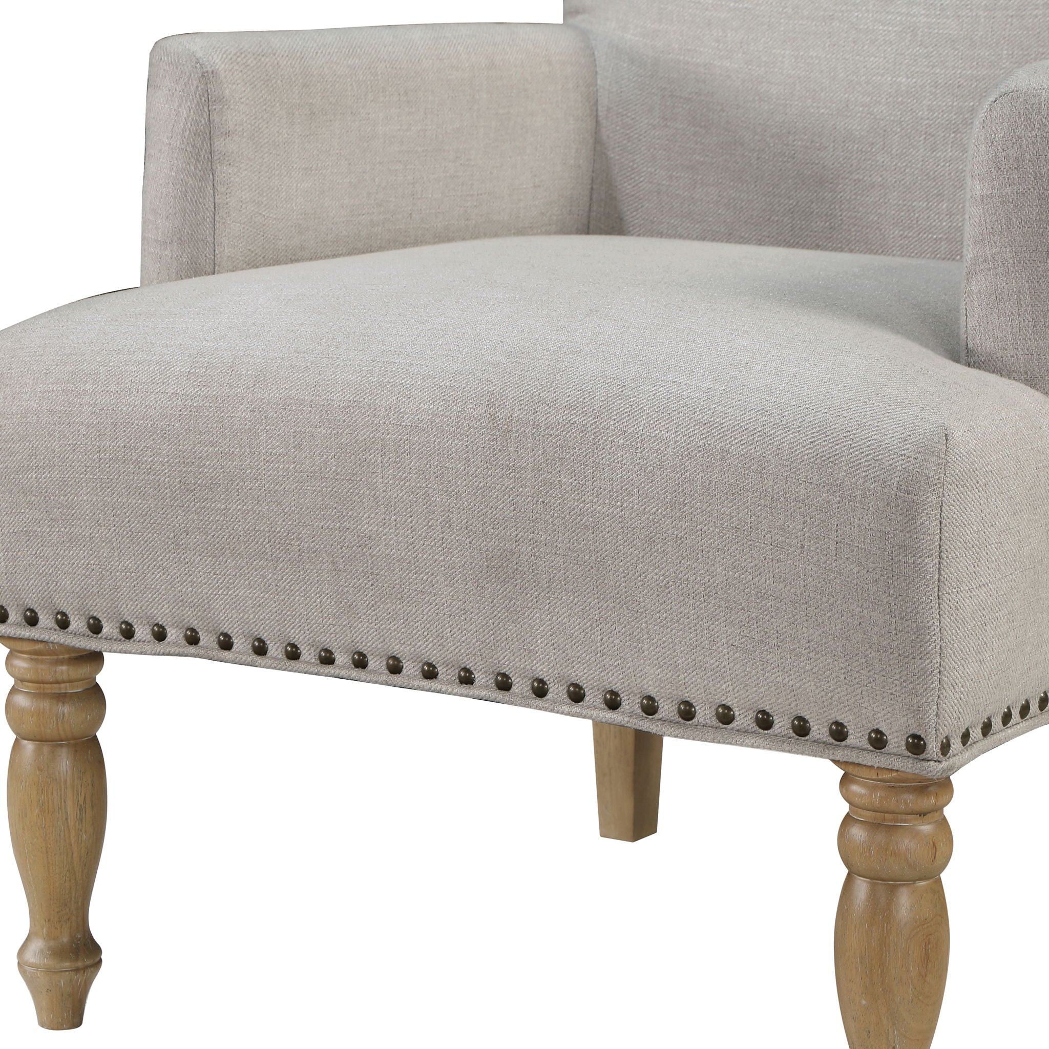 Alice - Upholstered Arm Chair With Nailheads - Beige - Image 7