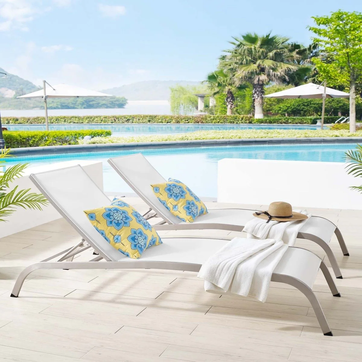 Aluminum Mesh Outdoor Patio Chaise Lounge Chair & Side Table Set – Multiple Configurations - Image 24