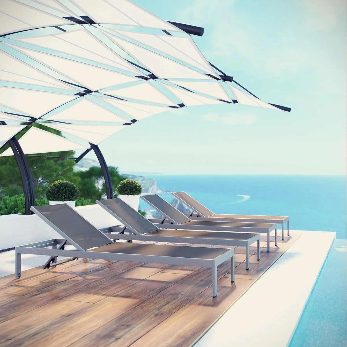 Aluminum Outdoor Chaise Lounge Patio Poolside Reclining Lounger Seating Furniture - Image 58