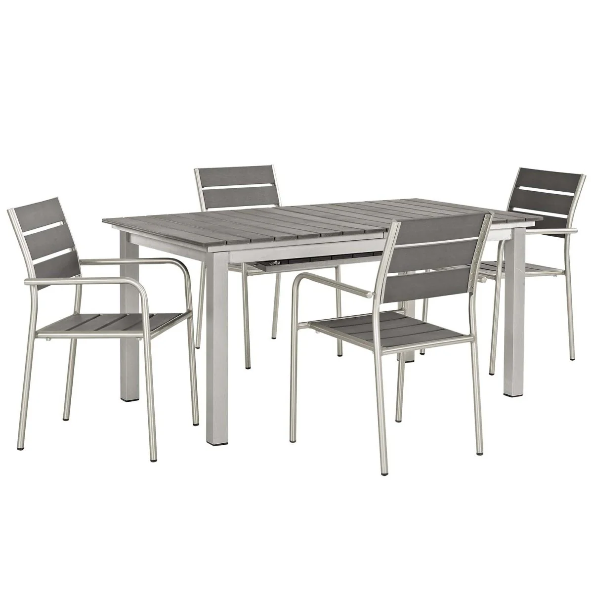Aluminum Outdoor Dining Set with Wood Accents and Extendable Table for Patio - Image 8